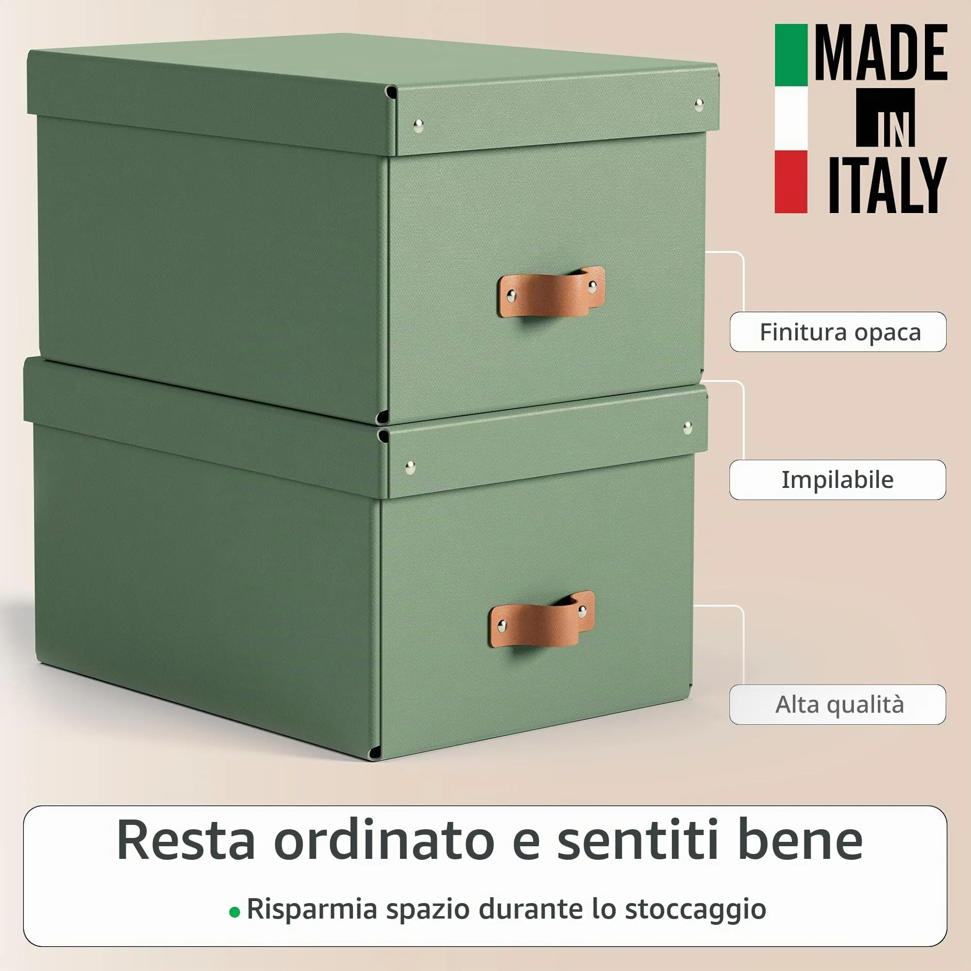 Leitz Puro Set di 2 Scatole Portaoggetti Medie con Coperchio, 17 Litri, 27 x 37 x 20 cm, Verde Malva - immagine 3