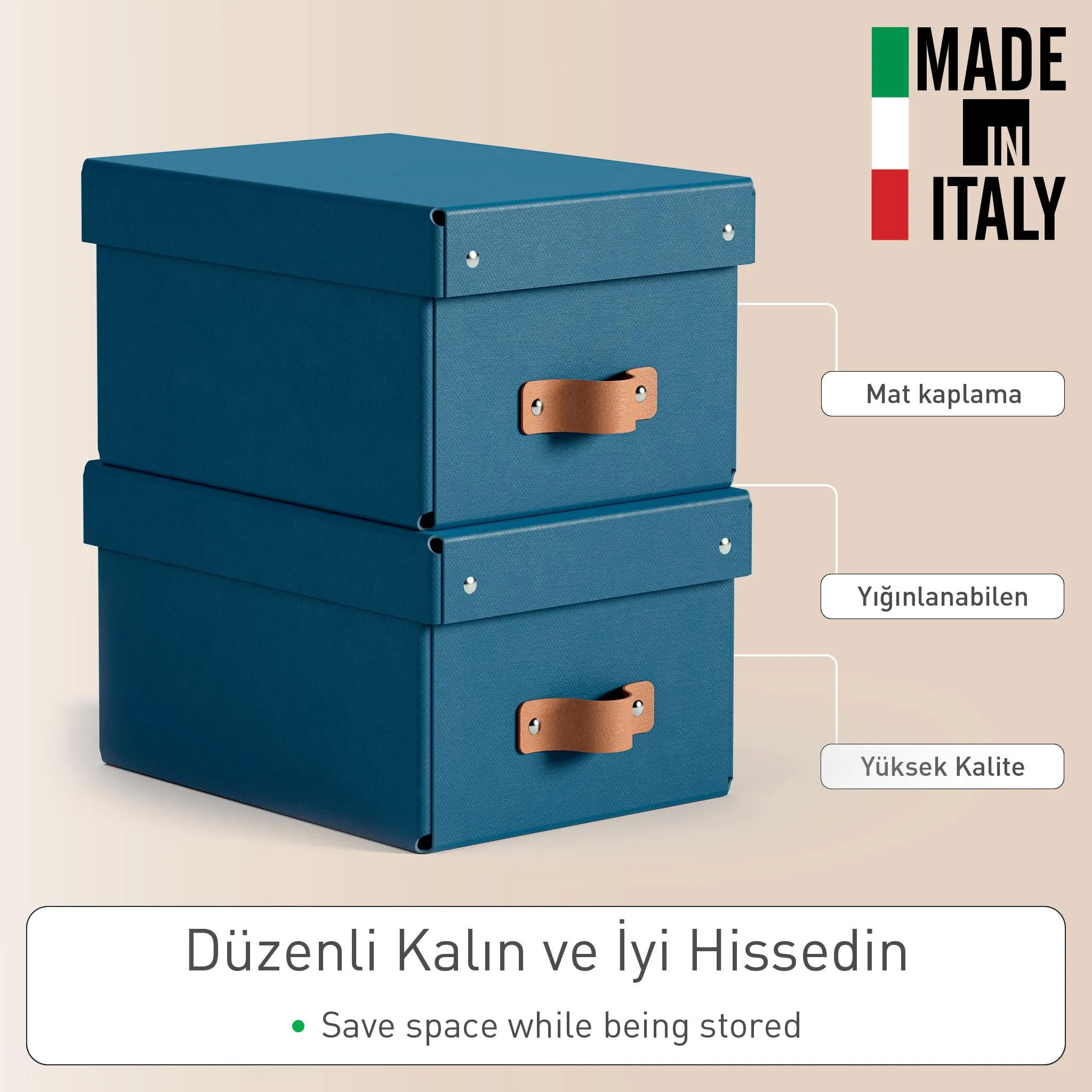 Leitz Puro Set di 2 Scatole Portaoggetti con Coperchio, 7 litri, 20 x 28 x 15 cm, Blu Marino, 61470068 - immagine 3