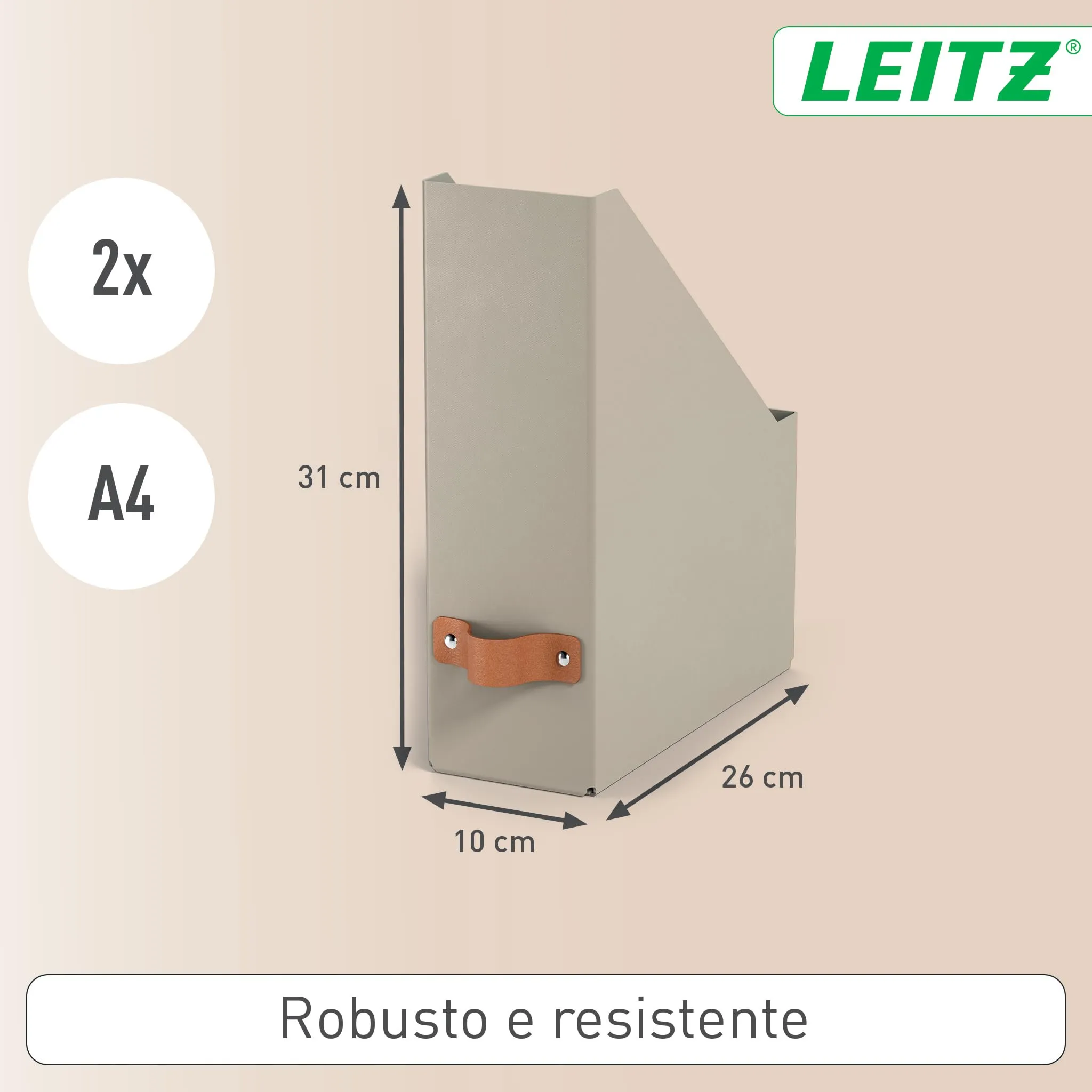 Leitz Puro Portariviste A4, Set di 2, Tortora, 10 x 26 x 31 cm - immagine 4
