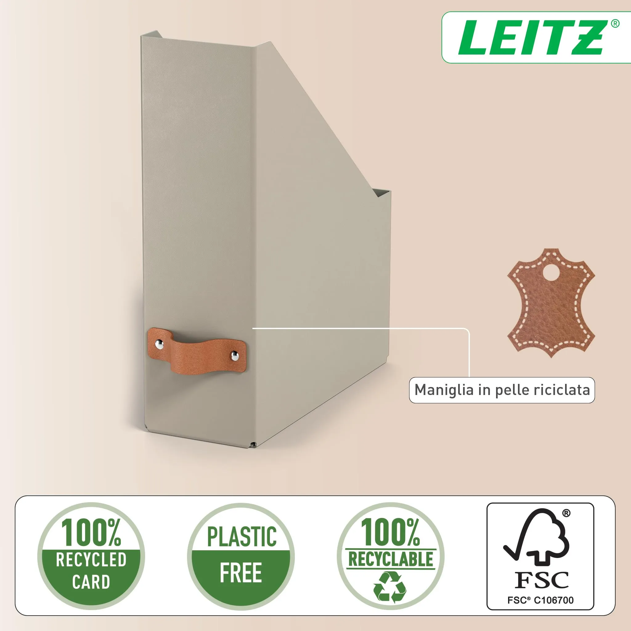 Leitz Puro Portariviste A4, Set di 2, Tortora, 10 x 26 x 31 cm - immagine 5