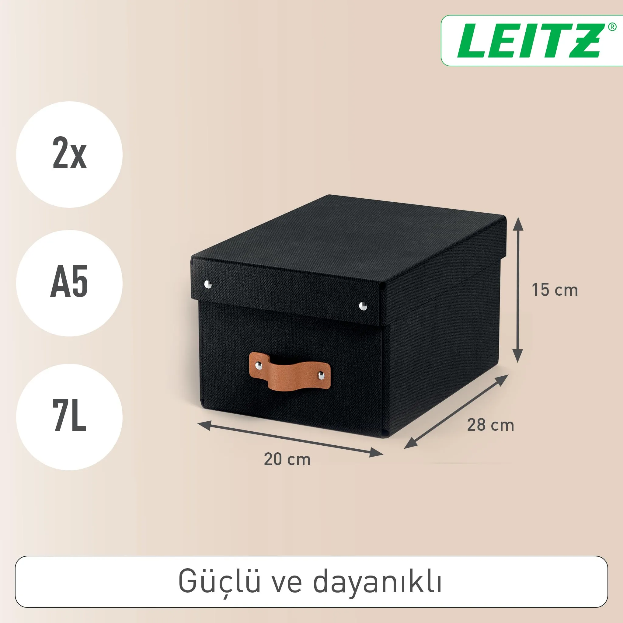 Leitz Puro Set di 2 Scatole Portaoggetti con Coperchio, 7 litri, 20 x 28 x 15 cm, Antracite, 61470095 - immagine 3