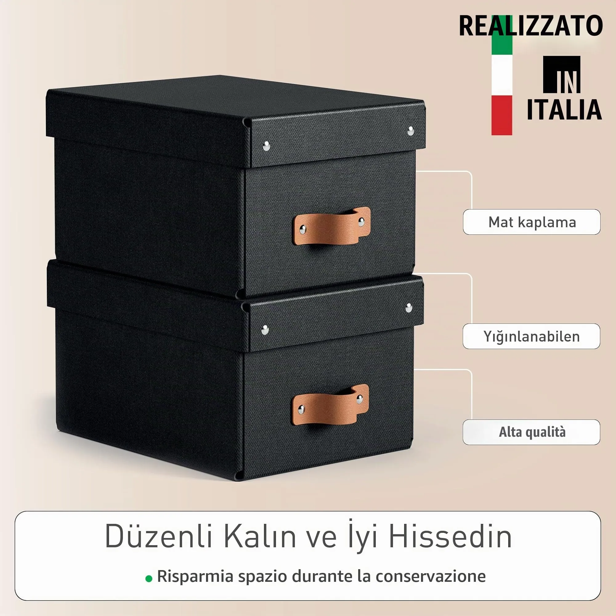 Leitz Puro Set di 2 Scatole Portaoggetti con Coperchio, 7 litri, 20 x 28 x 15 cm, Antracite, 61470095 - immagine 4