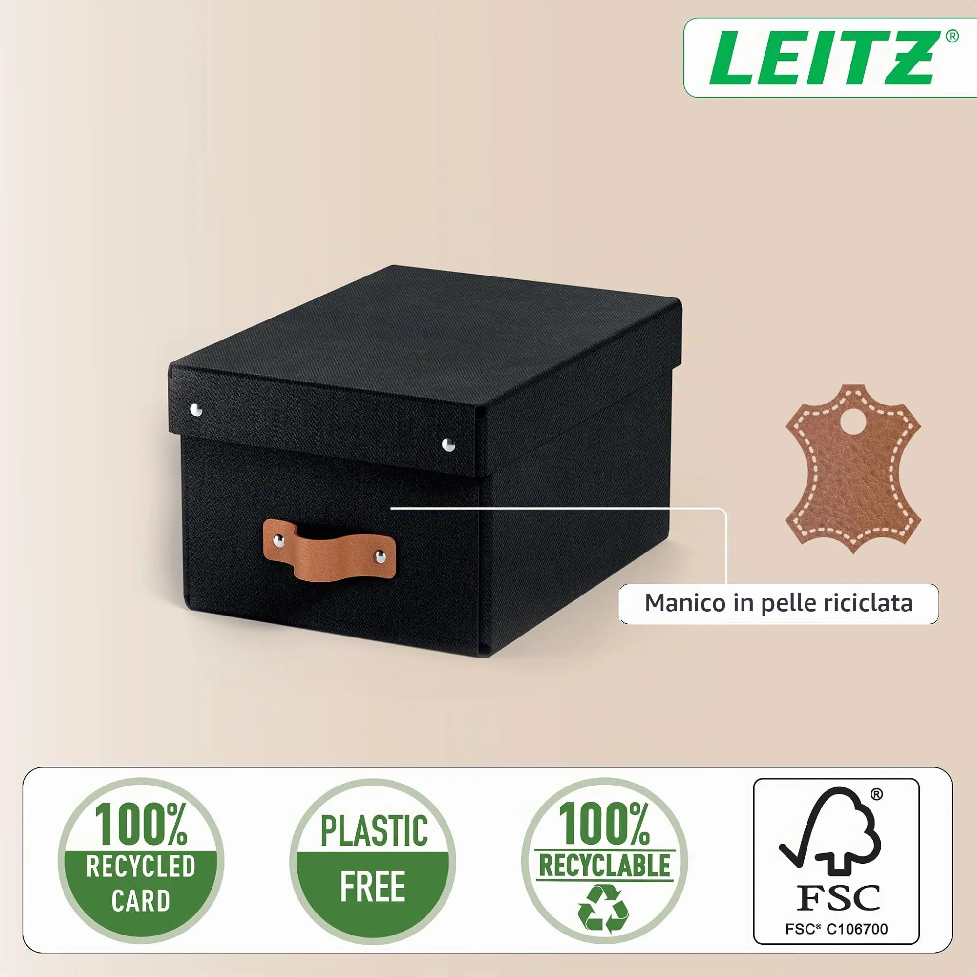 Leitz Puro Set di 2 Scatole Portaoggetti con Coperchio, 7 litri, 20 x 28 x 15 cm, Antracite, 61470095 - immagine 5