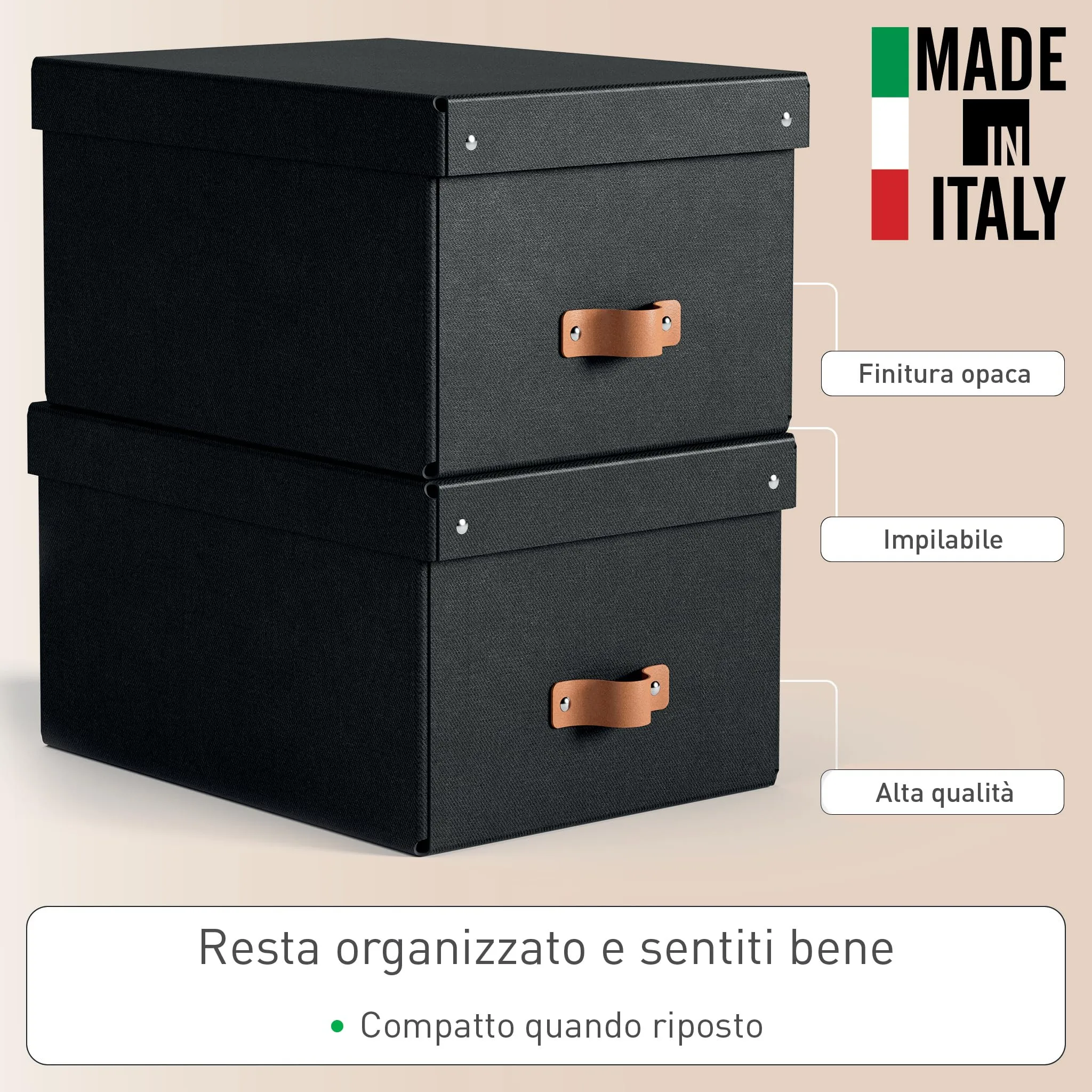 Leitz Puro Set di 2 Scatole Portaoggetti Medie con Coperchio, 17 litri, 27 x 37 x 20 cm, Antracite - immagine 3