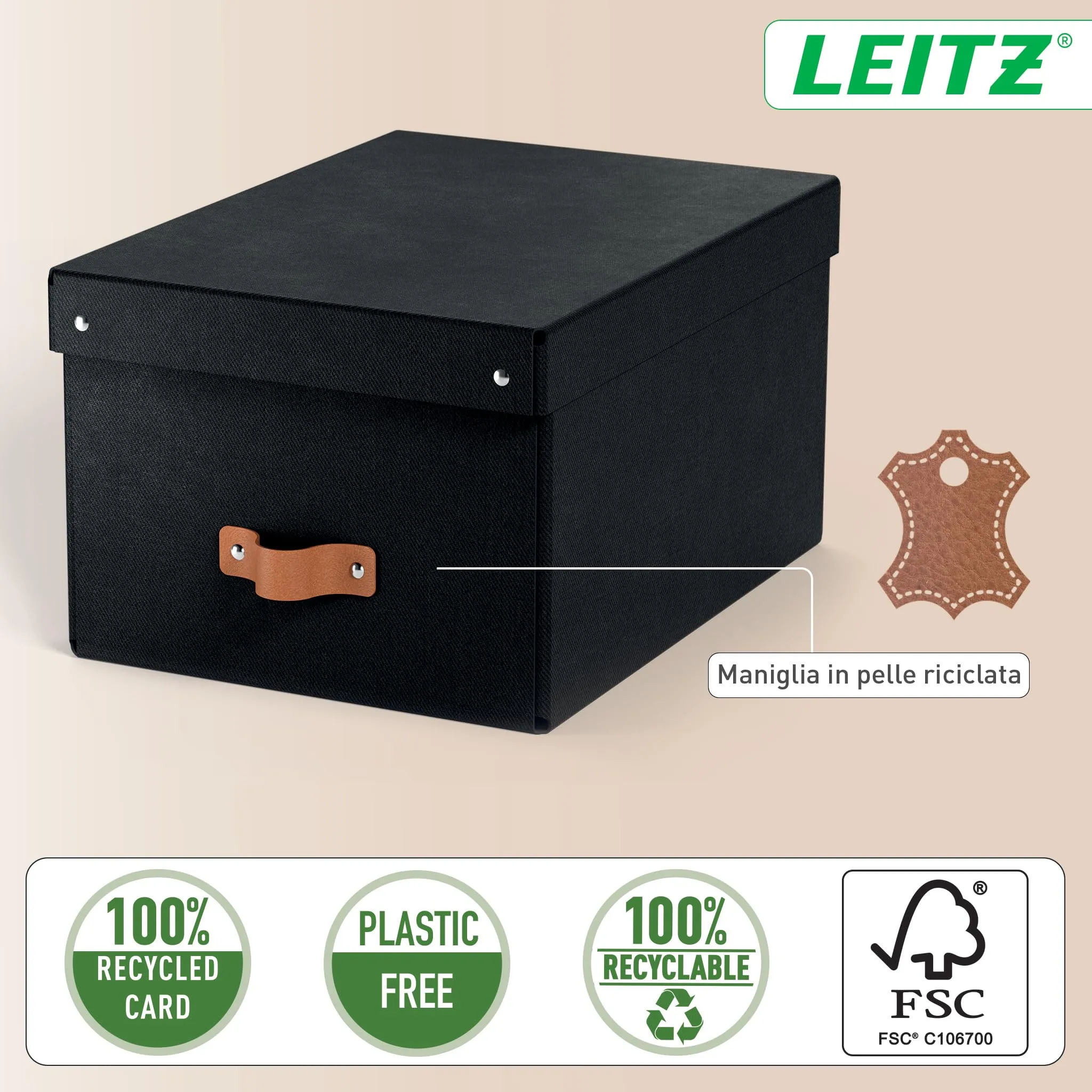 Leitz Puro Set di 2 Scatole Portaoggetti Medie con Coperchio, 17 litri, 27 x 37 x 20 cm, Antracite - immagine 5