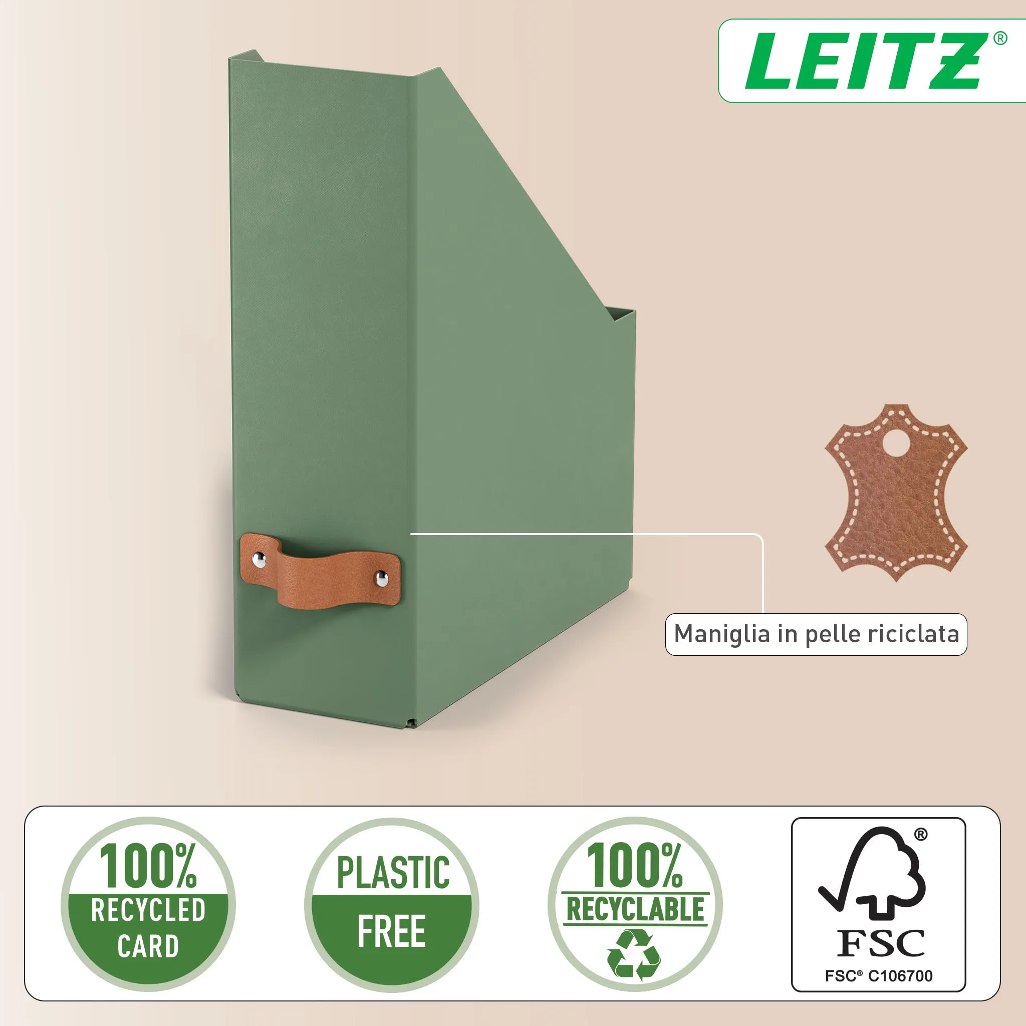 Leitz Puro Set di 2 Portariviste A4, 10 x 26 x 31 cm, Verde Malva - immagine 5