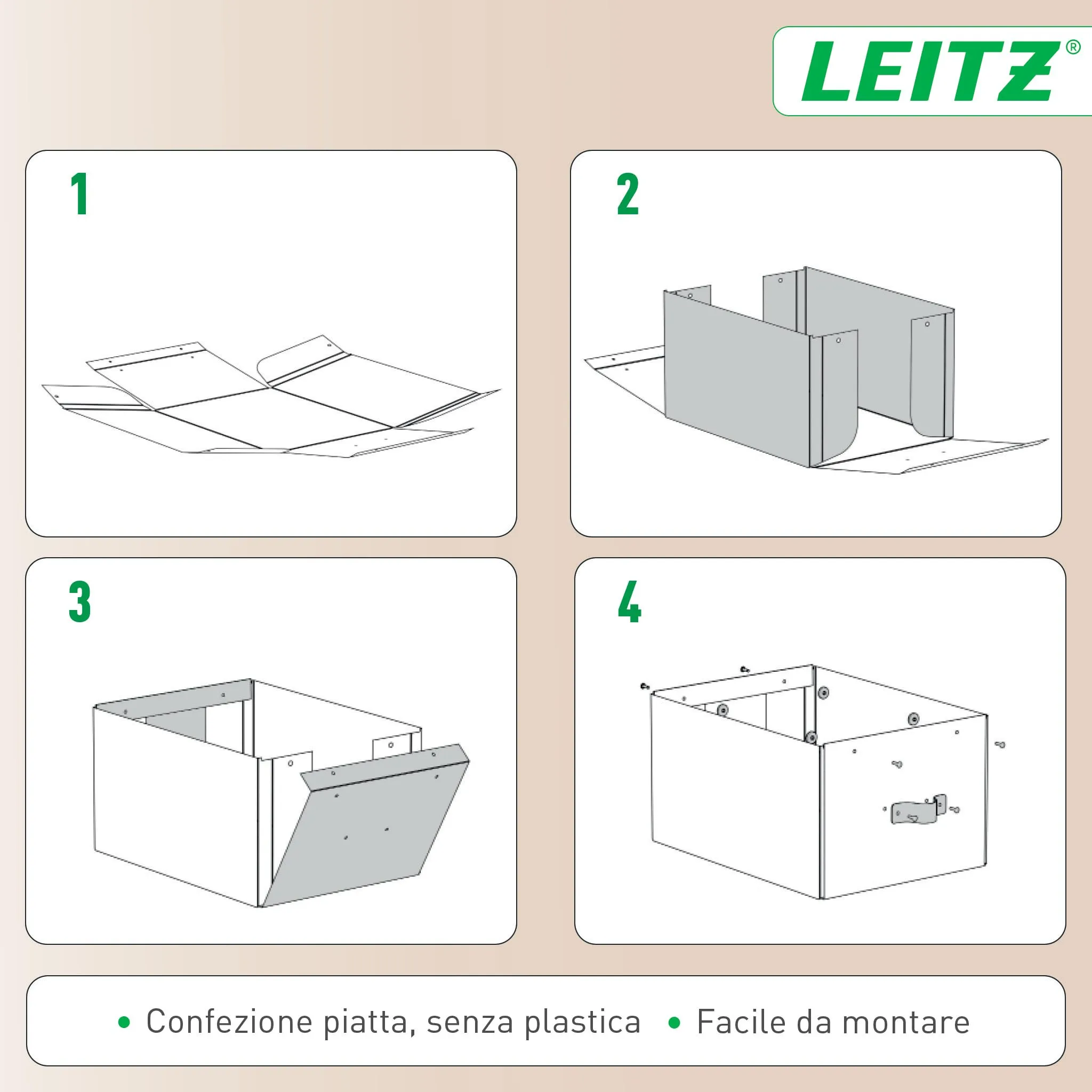 Leitz Puro, Set di 2 Scatole Portaoggetti con Coperchio, 7 Litri, 20 x 28 x 15 cm, Verde Malva, 61470050 - immagine 7