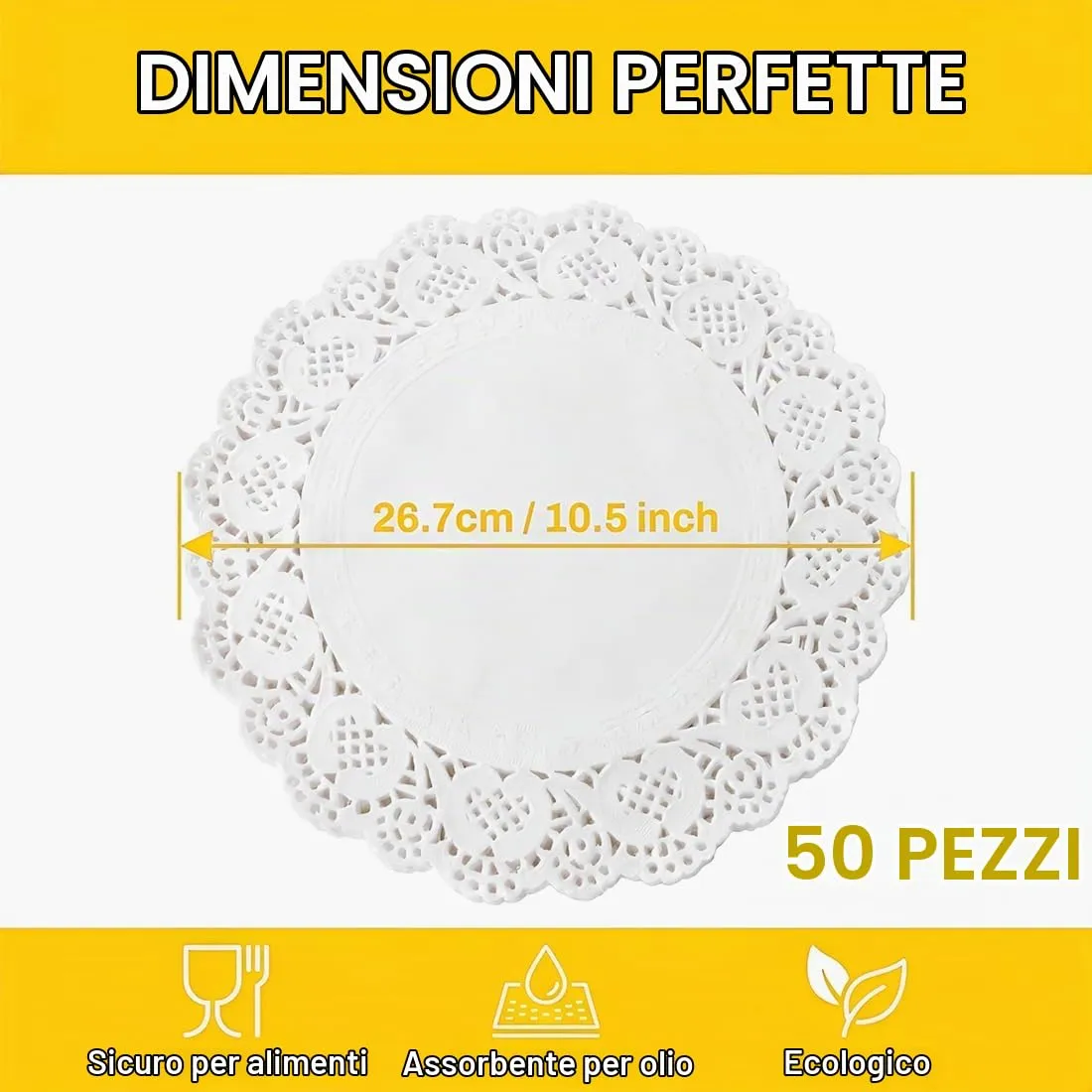 WOXJENA Tovagliette per Torte in Carta, Rotonde, Assorbenti l'olio, 10.5", Bianco, 50 Pezzi - immagine 2