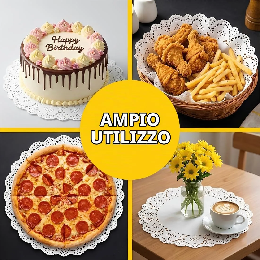WOXJENA Tovagliette per Torte in Carta, Rotonde, Assorbenti l'olio, 10.5", Bianco, 50 Pezzi - immagine 4