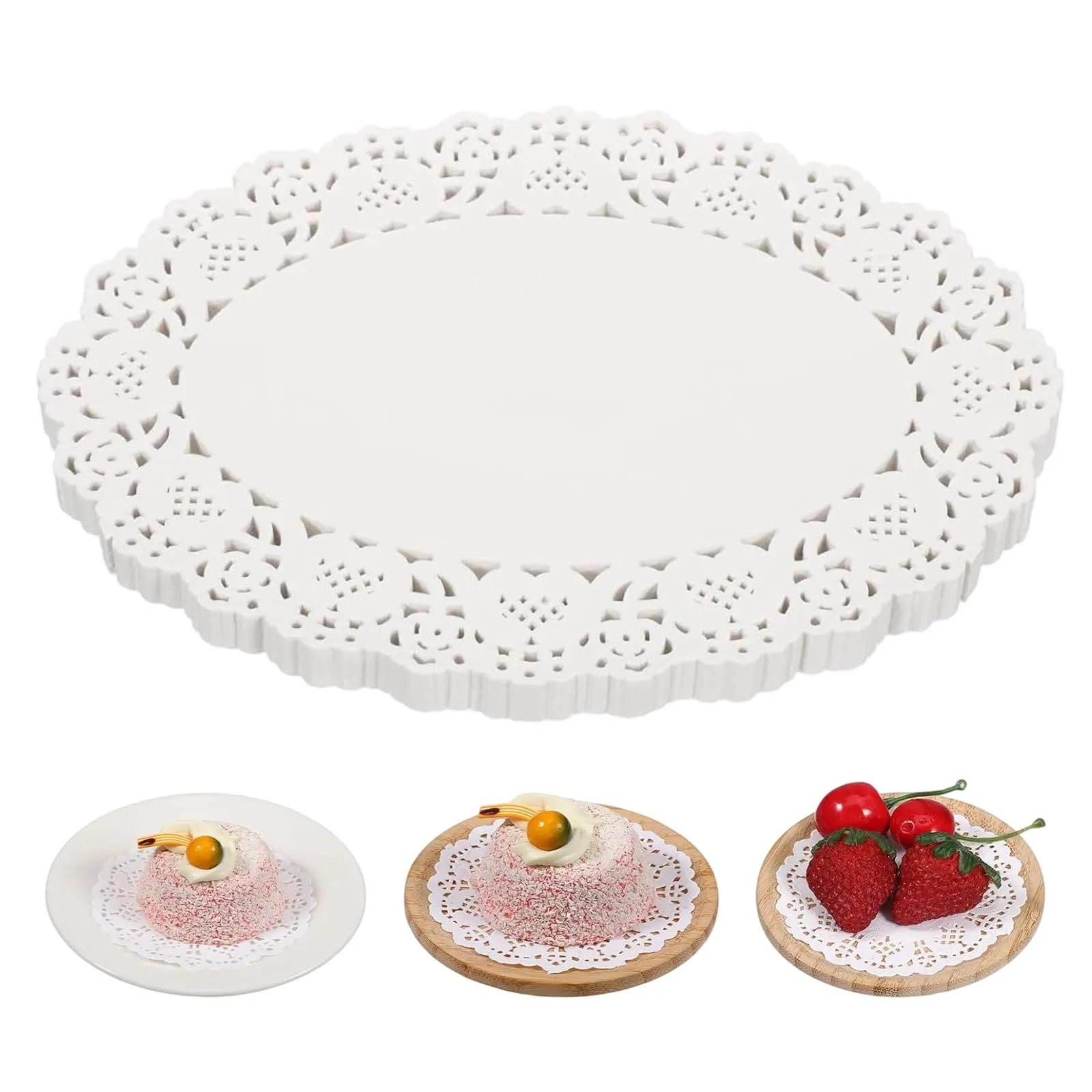 XBFOCNH Centrini di Carta Ovali con Pizzo Bianco, 16,5x23cm, 50 Pezzi - immagine 1