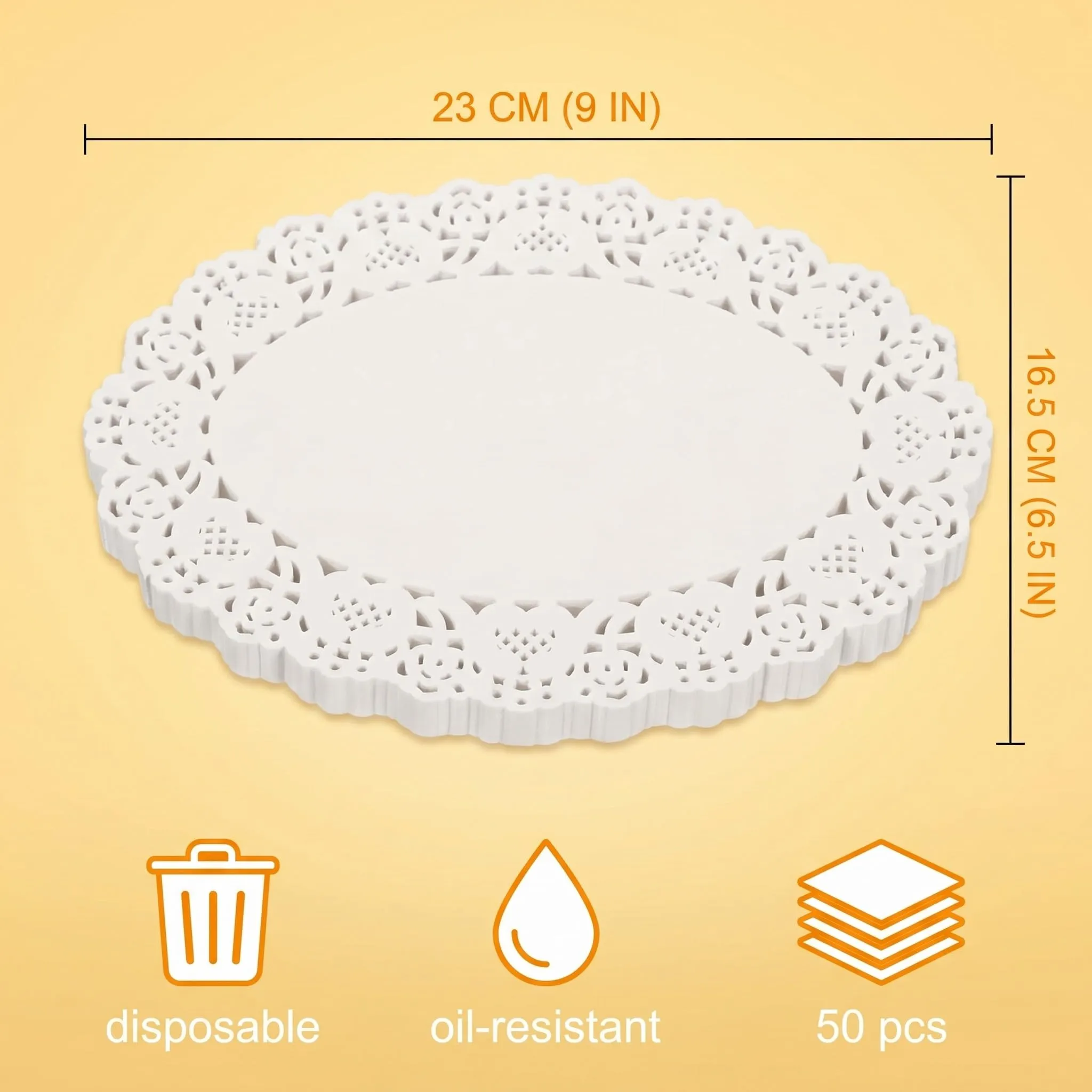 XBFOCNH Centrini di Carta Ovali con Pizzo Bianco, 16,5x23cm, 50 Pezzi - immagine 2