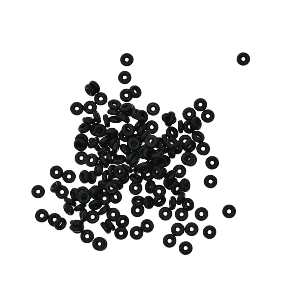 Hellery Silicon Rubber Stopper Rings Perline Spacer for European Charm Bracelets - Black, 100 pieces - immagine 2