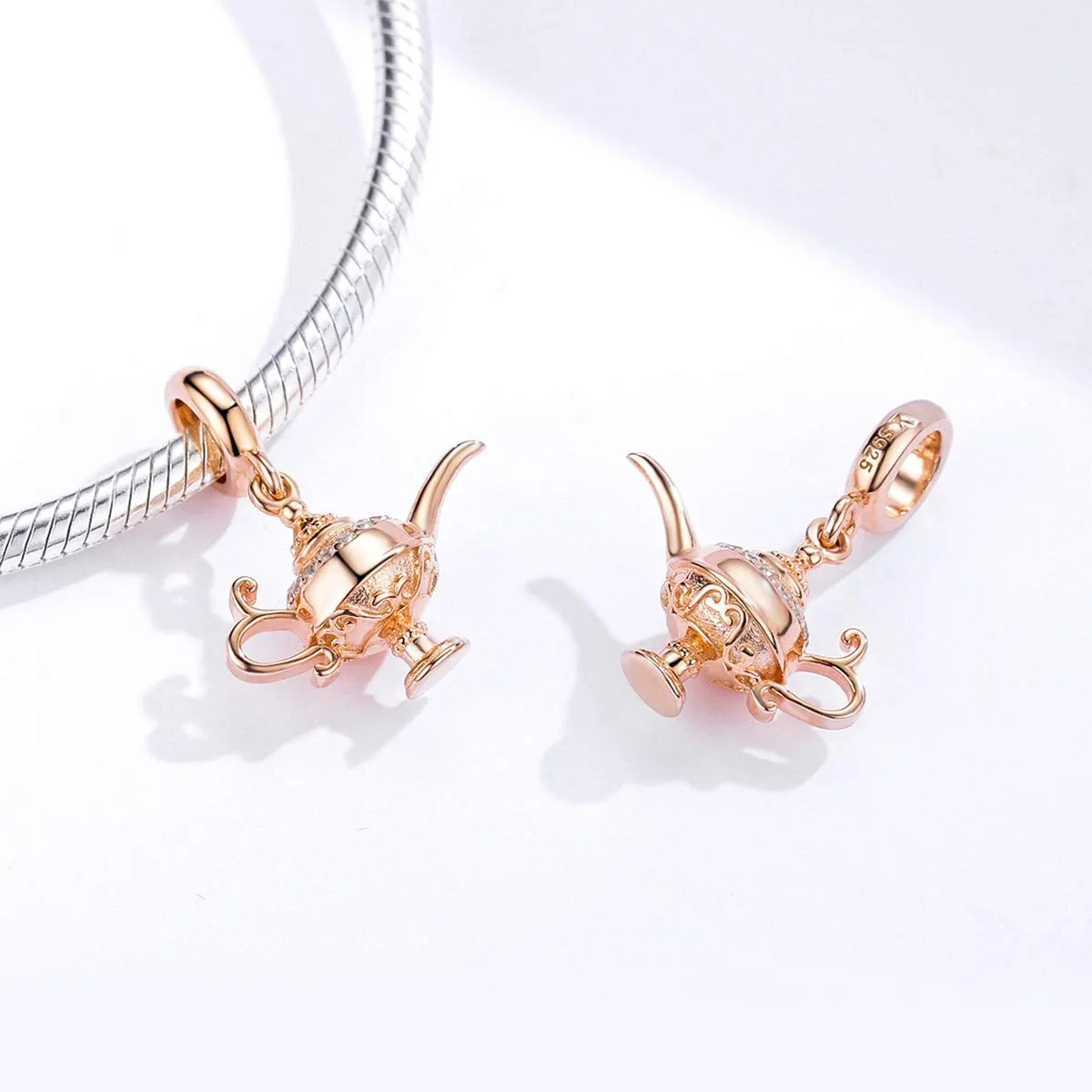 NewL Ciondolo Lampada di Aladdin in Argento 925, Rosa - immagine 3