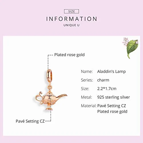 NewL Ciondolo Lampada di Aladdin in Argento 925, Rosa - immagine 4