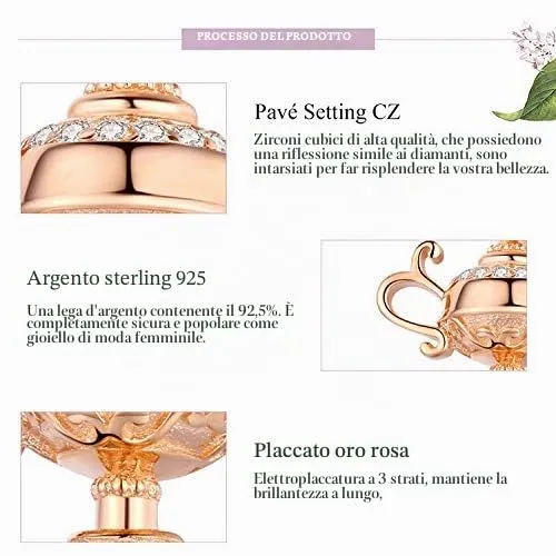 NewL Ciondolo Lampada di Aladdin in Argento 925, Rosa - immagine 5