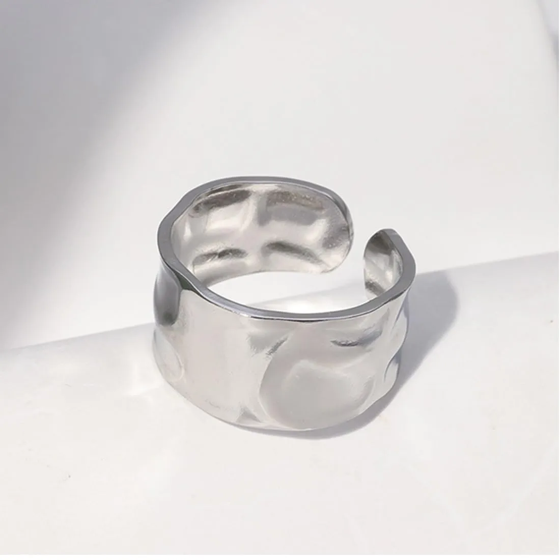 AFCJLTO Set 5 Anelli Donna in Acciaio Inossidabile Boho Minimalisti Impilabili Argento Regolabili - immagine 5