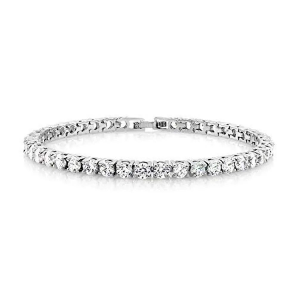 Light-Jewelry Bracciale Tennis Uomo Donna con Zirconi, Placcato Oro Bianco 18k - immagine 3