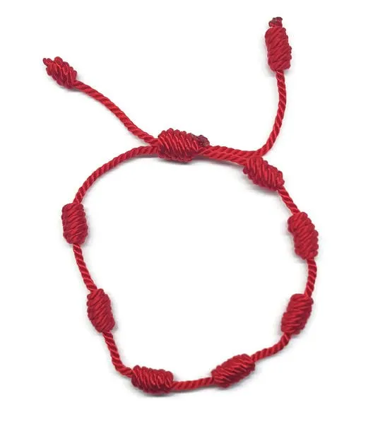 Mystic Jewels Braccialetto Cabala in Filo Rosso con 7 Nodi, Unisex Regolabile - immagine 1