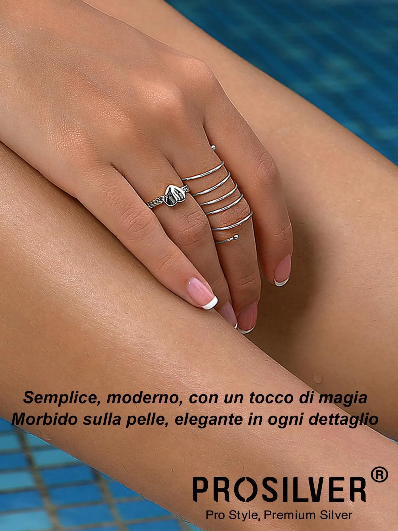PROSILVER Anello Multifilo Donna Regolabile in Argento Sottile Avvolgente - immagine 4