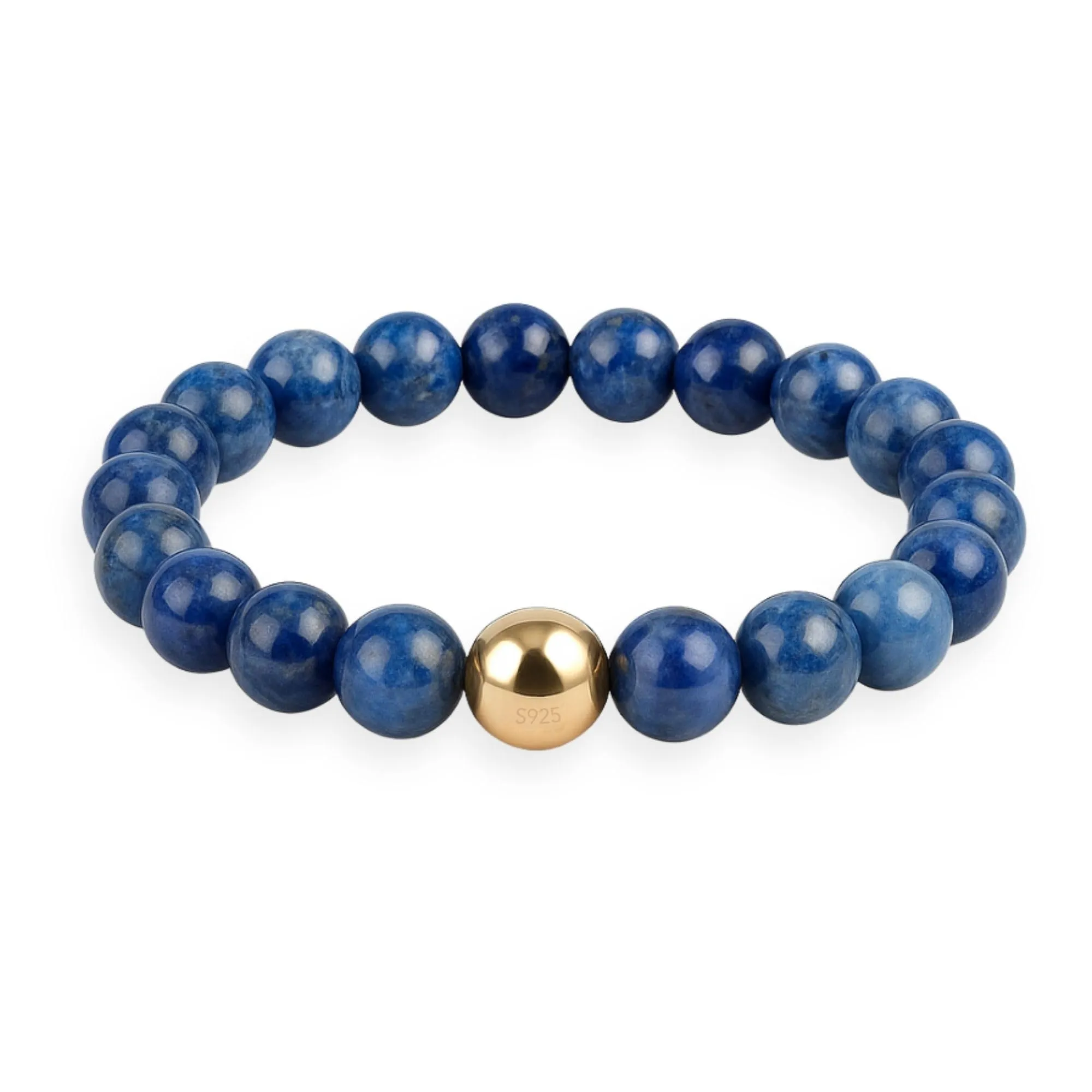 GD GOOD.designs Anello Antistress in Lapislazzuli e Argento 925 Dorato, Misura 54-60 - immagine 1