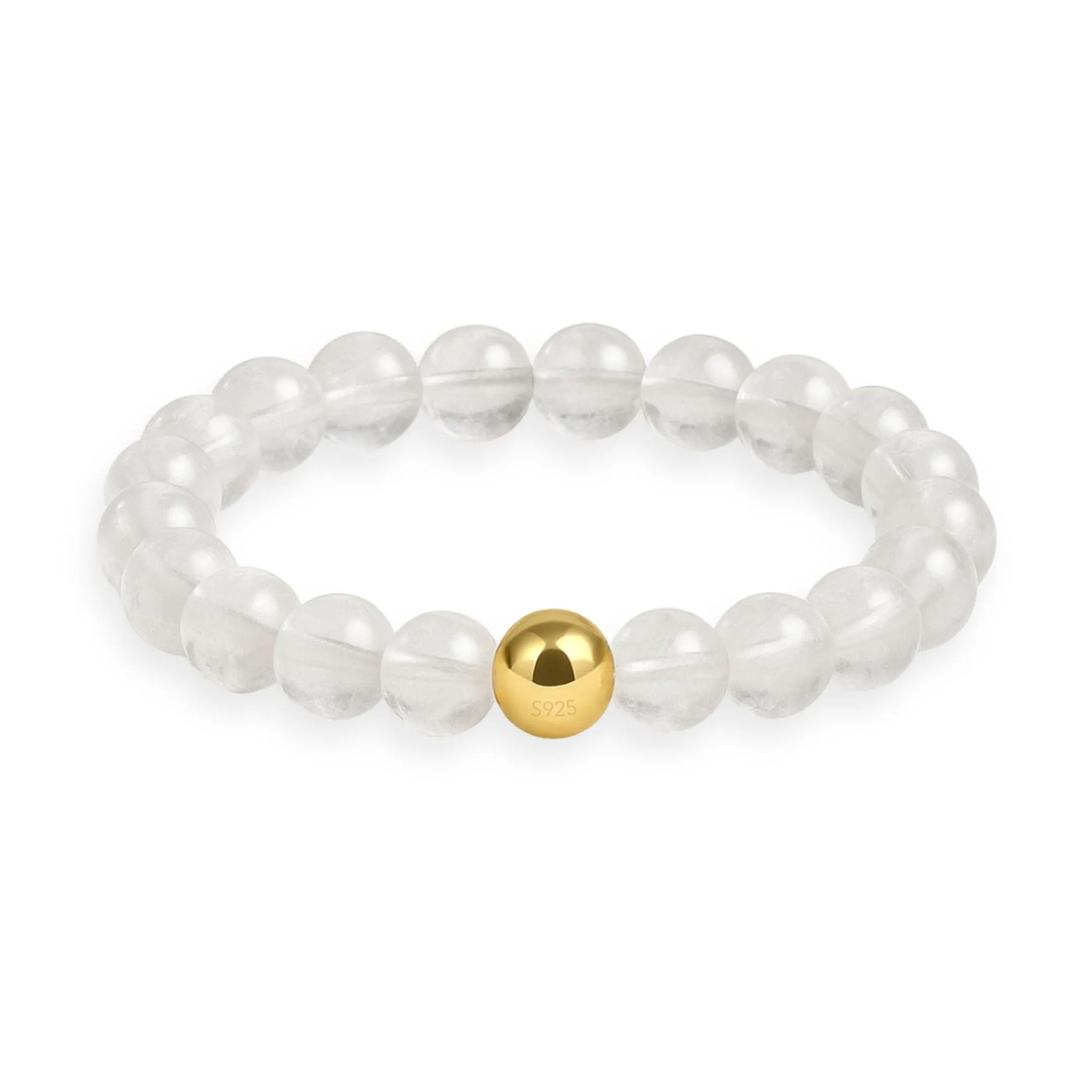 GD GOOD.designs Anello antistress in cristallo di rocca e argento 925 dorato, Misura 54-60 - immagine 1