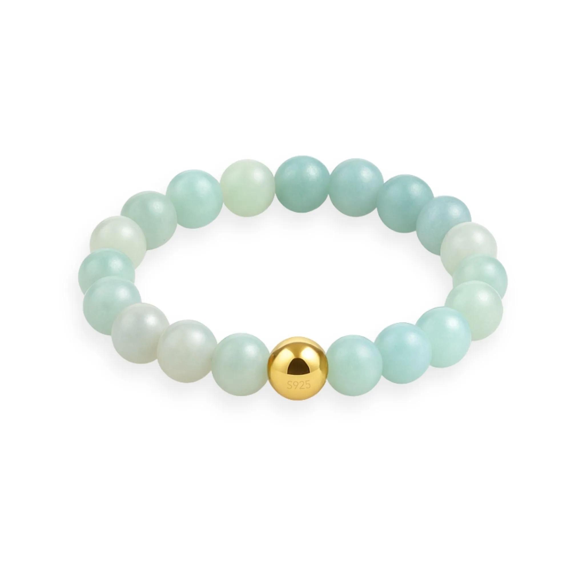 GD GOOD.designs Anello antistress in amazonite e argento 925 dorato, misura 54-60 - immagine 1
