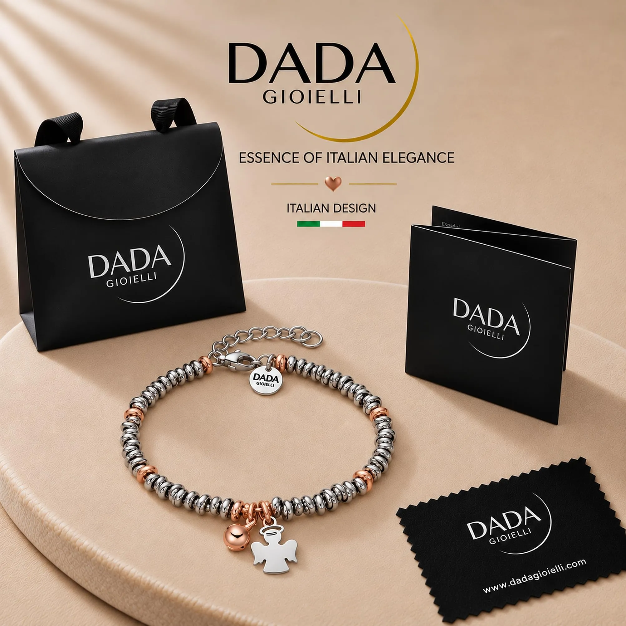 Dada Gioielli Bracciale Donna Anelli Intrecciati Nodino Acciaio Inox - immagine 6