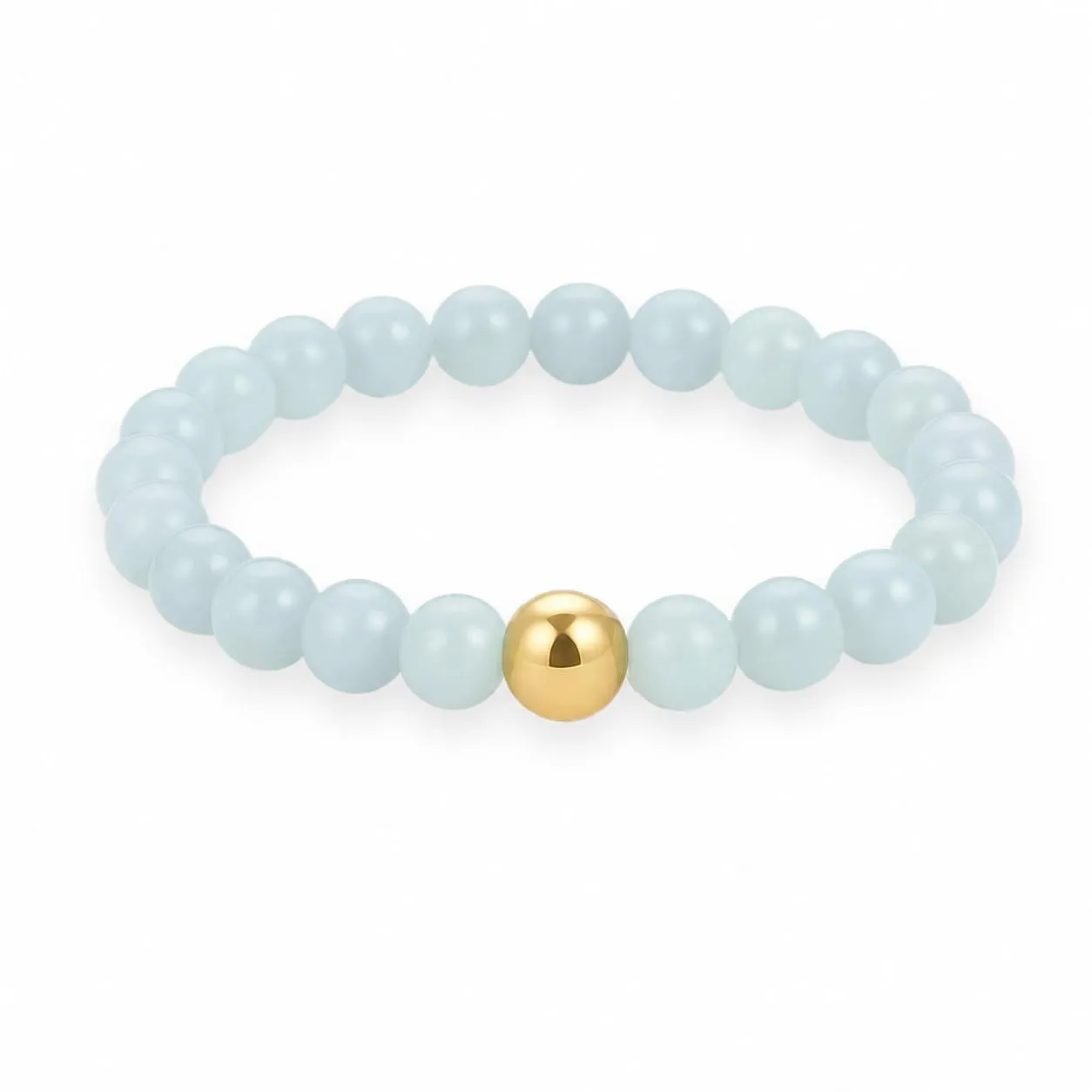 GD GOOD.designs Anello Antistress con Perle in Acquamarina e Perla Placcata Oro 18K, Impermeabile, Misura 54-60 - immagine 1