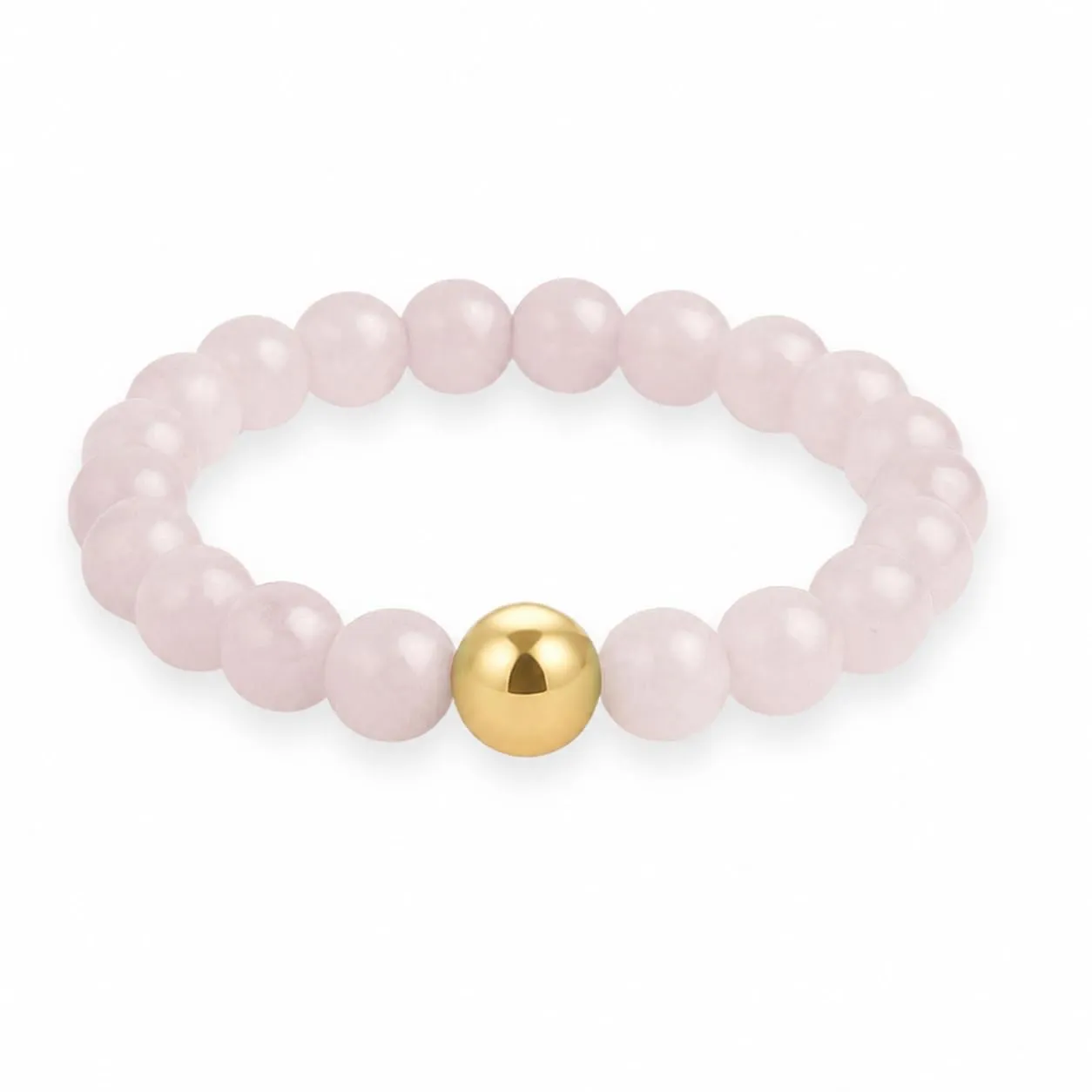 GD GOOD.designs Anello Antistress con Perle in Quarzo Rosa e Perla Placcata Oro 18K, Misura 54-60 - immagine 1