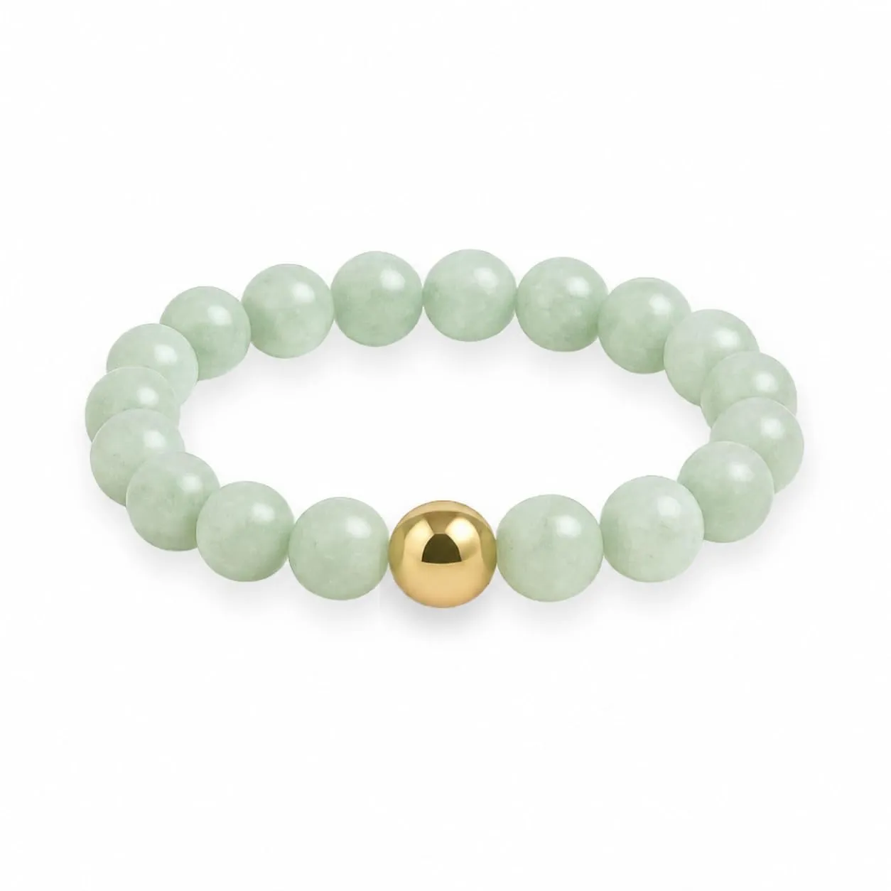 GD GOOD.designs Anello Antistress con Perle in Giada e Perla Placcata Oro 18K, Misura 54-60 - immagine 1