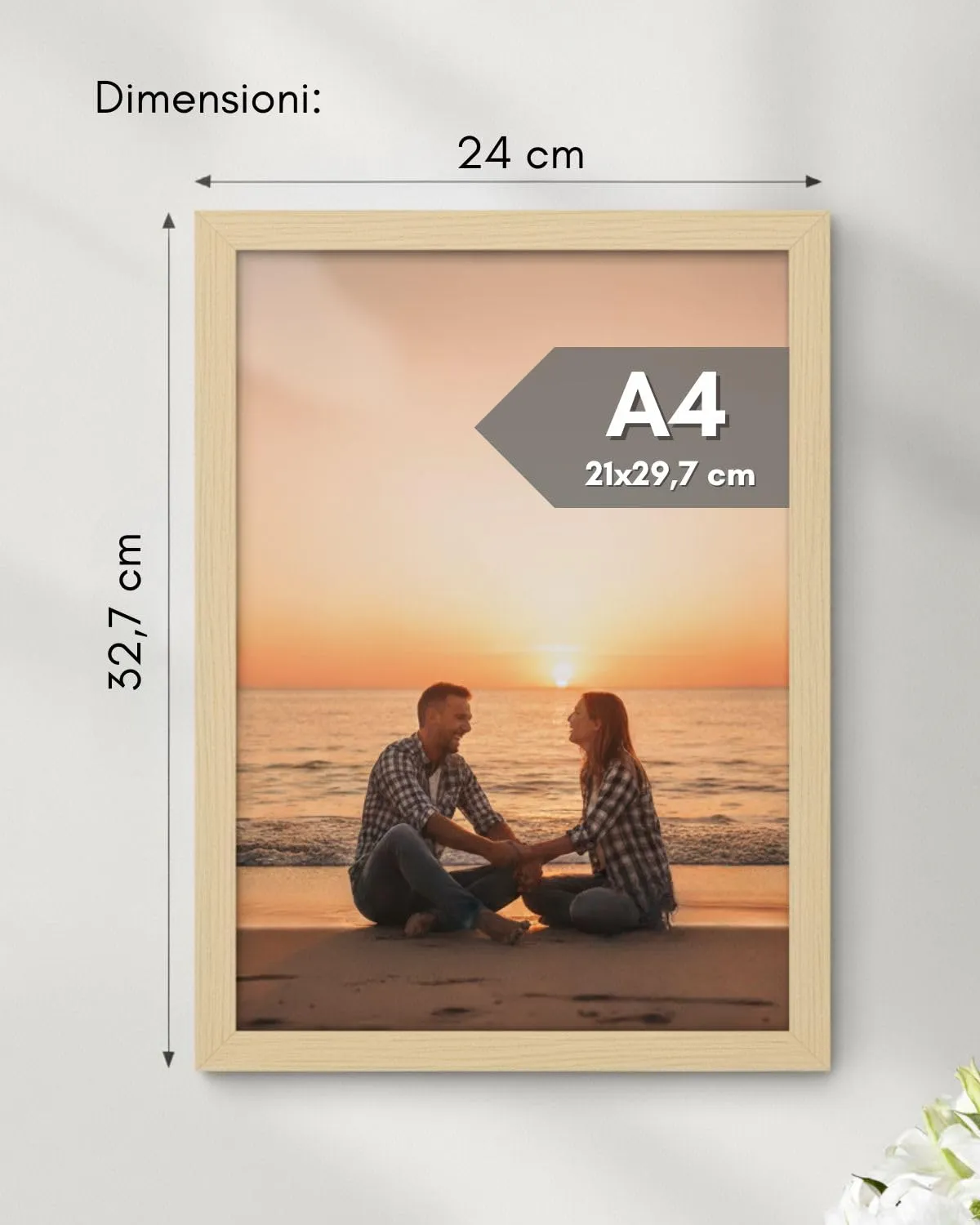 NOOGUI Cornice A4 in Legno Naturale, 21x30cm, Parte Frontale Antiriflesso - immagine 3