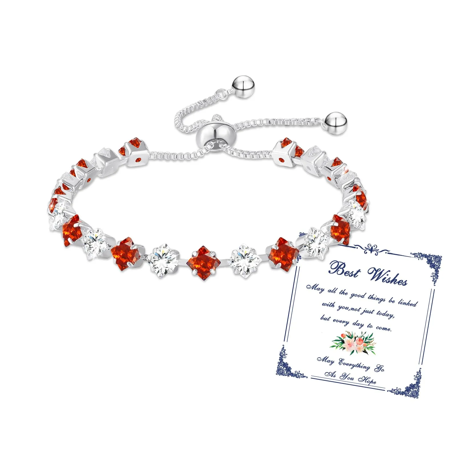 Esmoly Bracciale Tennis Donna in Argento con Pietre Natali e Zirconi 5A Regolabile (01-Gennaio) - immagine 1