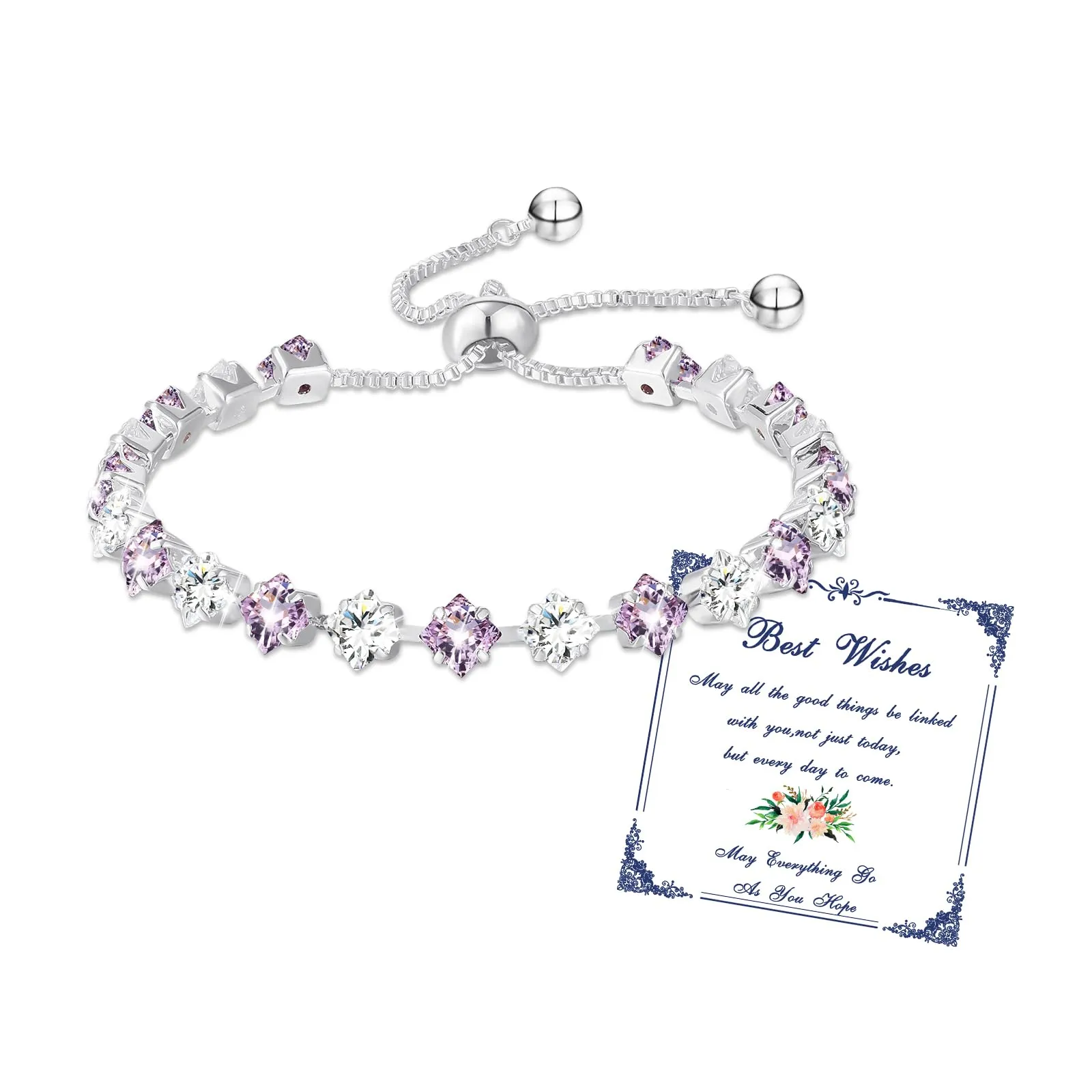 Esmoly Bracciale Tennis Donna in Argento con Pietre Natali e Zircone 5A Regolabile (06-Giugno) - immagine 1