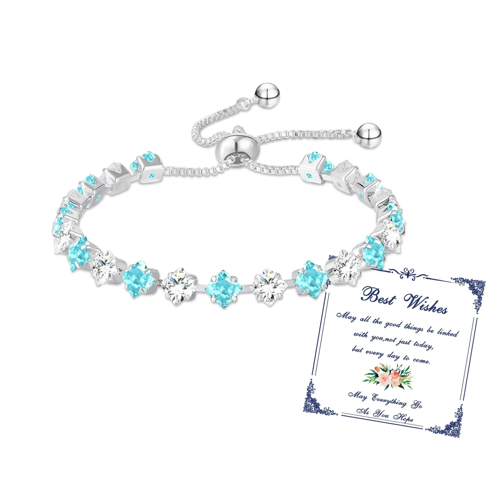 Esmoly Bracciale Tennis Donna in Argento con Zirconi 5A e Pietre Natali (12-Dicembre) Regolabile - immagine 1