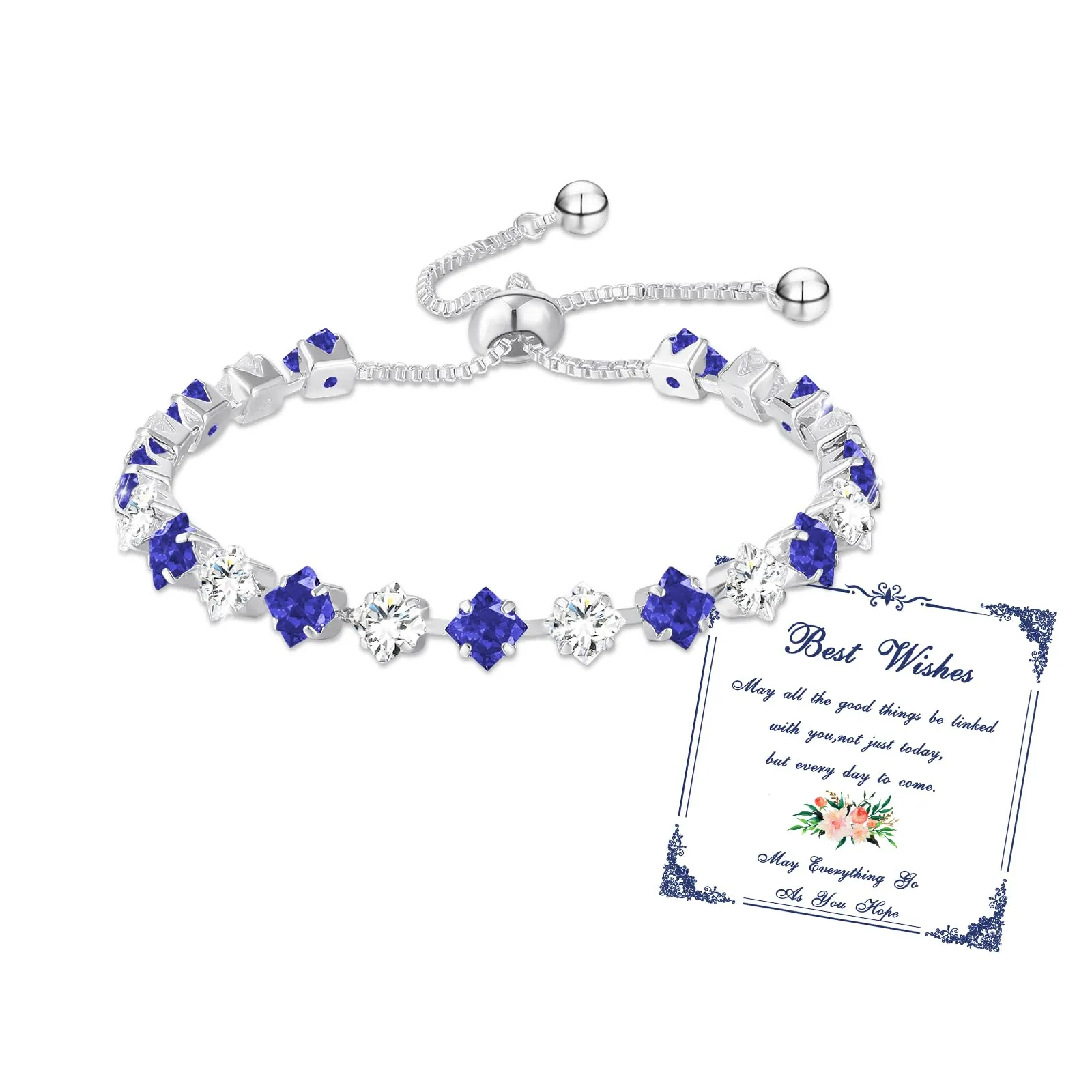 Esmoly Bracciale Tennis Donna in Argento con Pietre Natali e Zirconi 5A Regolabile (09-Settembre) - immagine 1