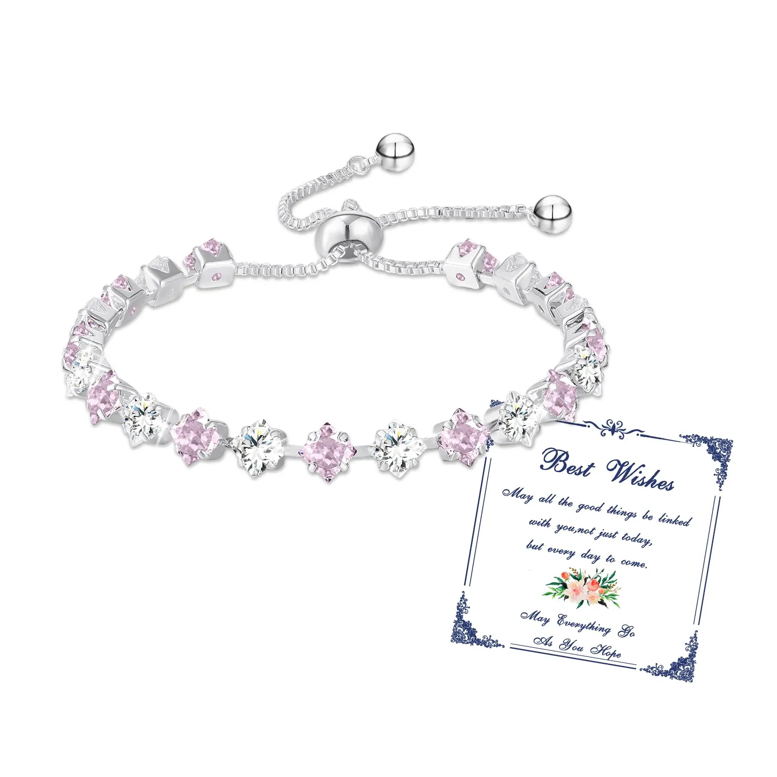 Esmoly Bracciale Tennis Donna in Argento con Zircone 5A e Pietre Natali (10-Ottobre) - immagine 1