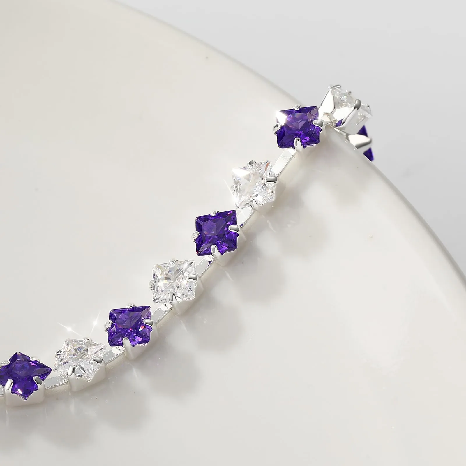 Esmoly Bracciale Tennis Donna in Argento con Pietre Natali e Zirconi 5A Regolabile (02-Febbraio) - immagine 2