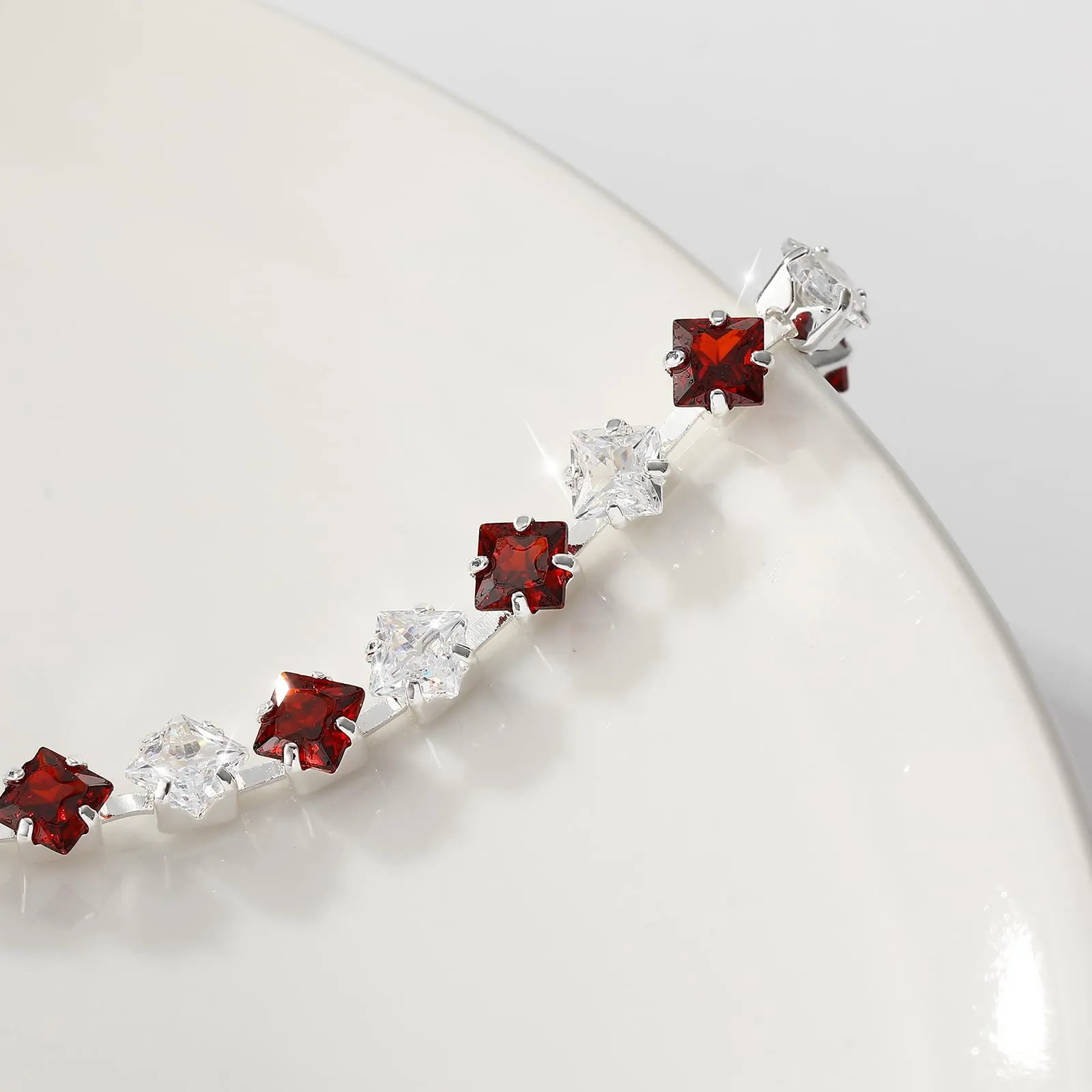 Esmoly Bracciale Tennis Donna in Argento con Zircone 5A e Pietre Natali Regolabile (07-Luglio) - immagine 2