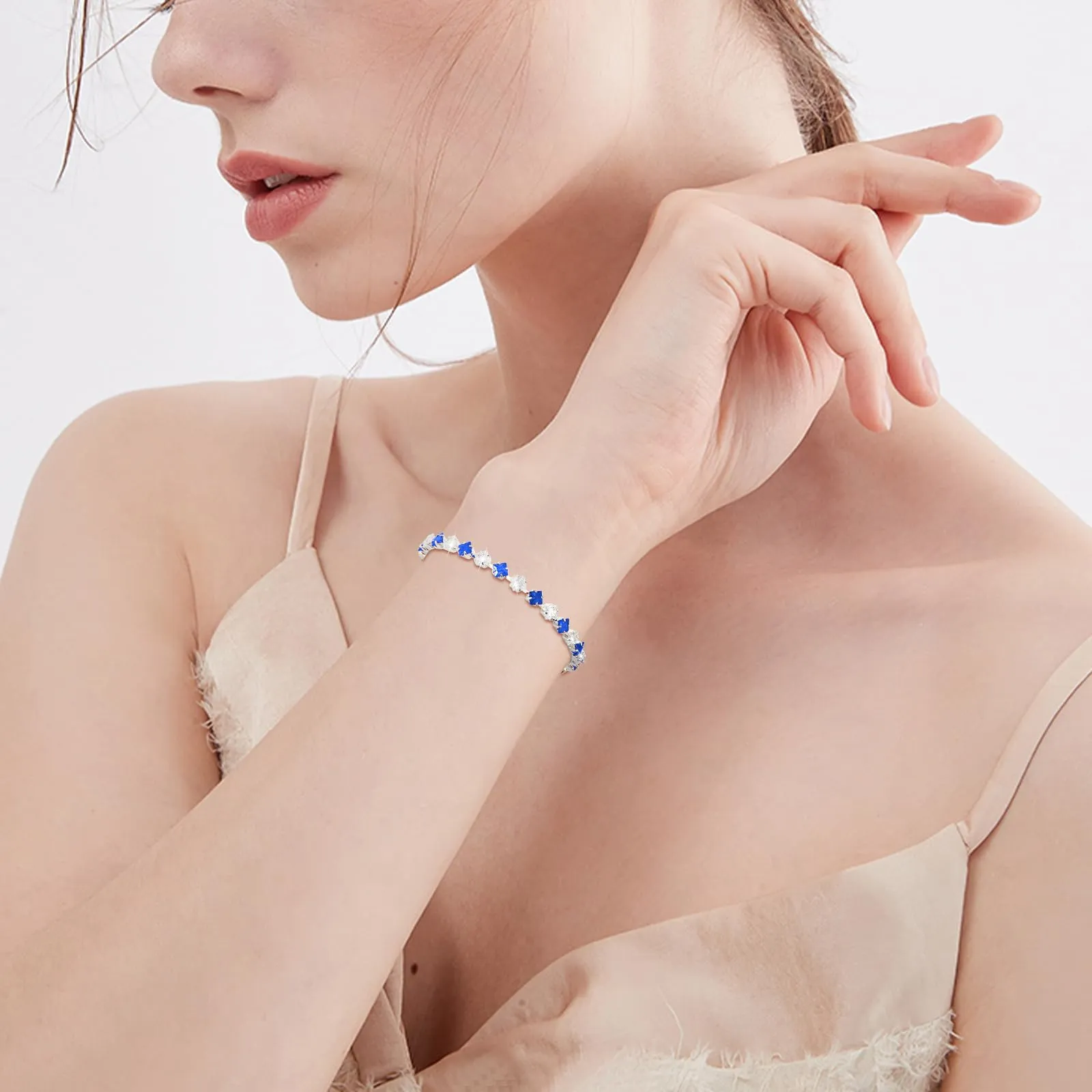 Esmoly Bracciale Tennis Donna in Argento con Pietre Natali e Zirconi 5A Regolabile (03-Marzo) - immagine 3