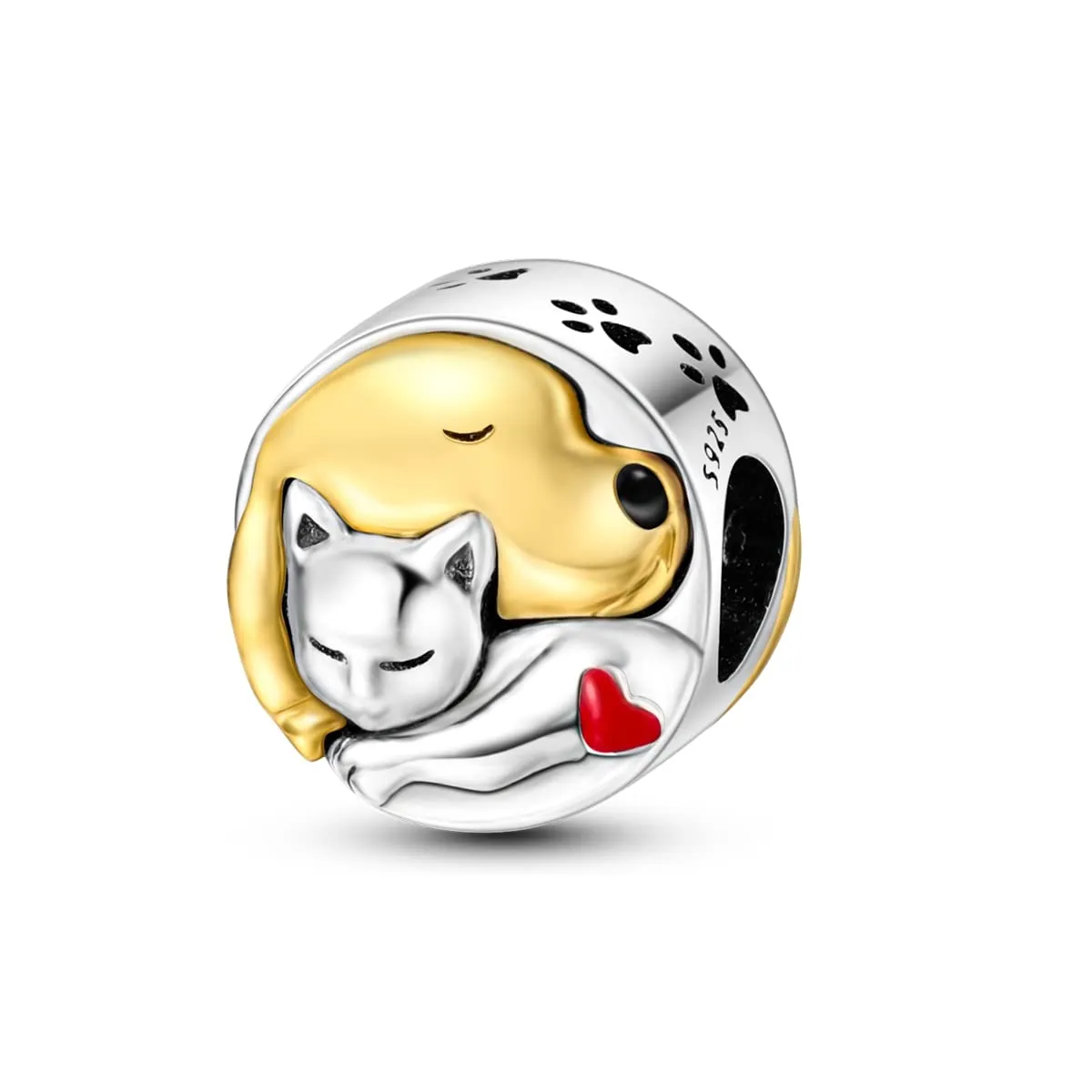 CYCUFF Sterling Silver 925 Charms for European Bracelets and Necklaces (Cat & Dog Beads) - immagine 1