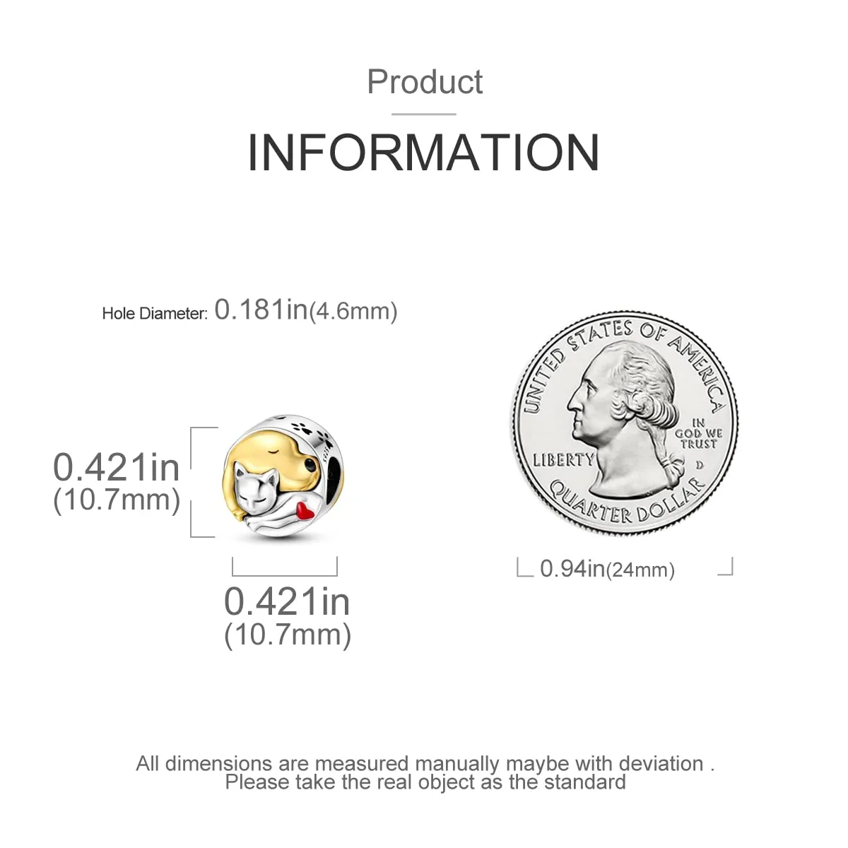 CYCUFF Sterling Silver 925 Charms for European Bracelets and Necklaces (Cat & Dog Beads) - immagine 5