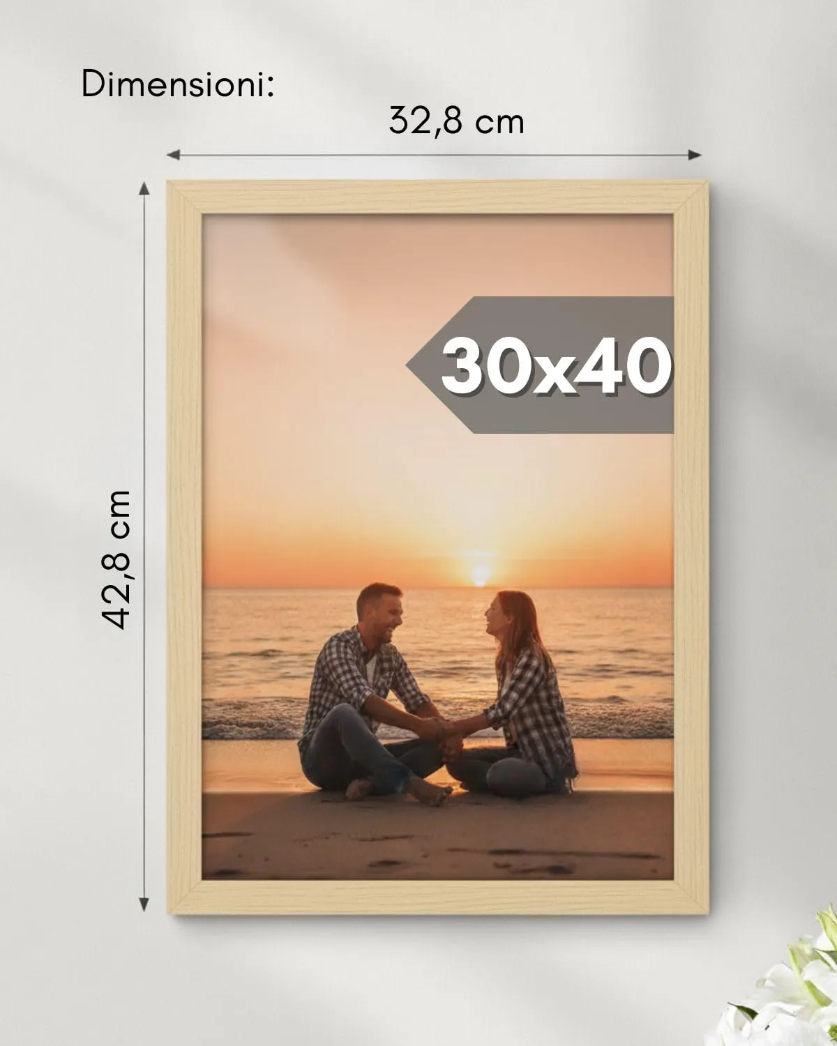 NOOGUI Cornice 30x40 Legno Naturale Parte Frontale Antiriflesso - immagine 3