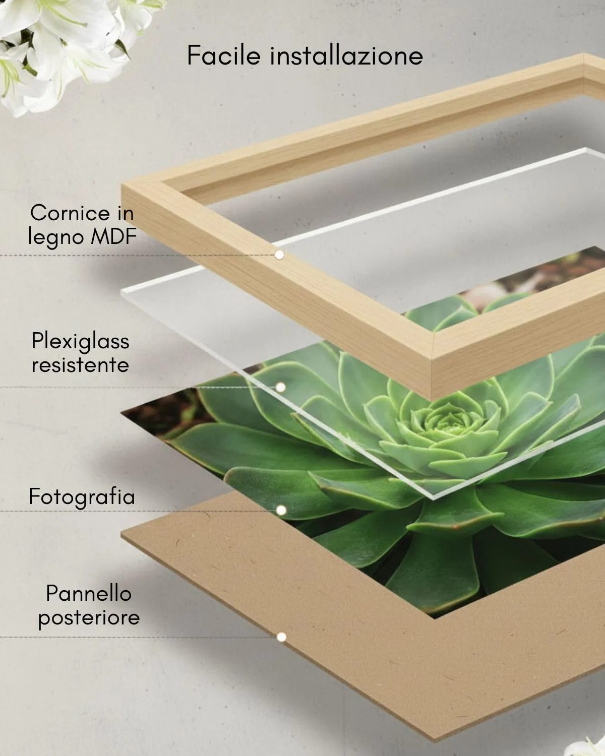 NOOGUI Cornice 30x40 Legno Naturale Parte Frontale Antiriflesso - immagine 4