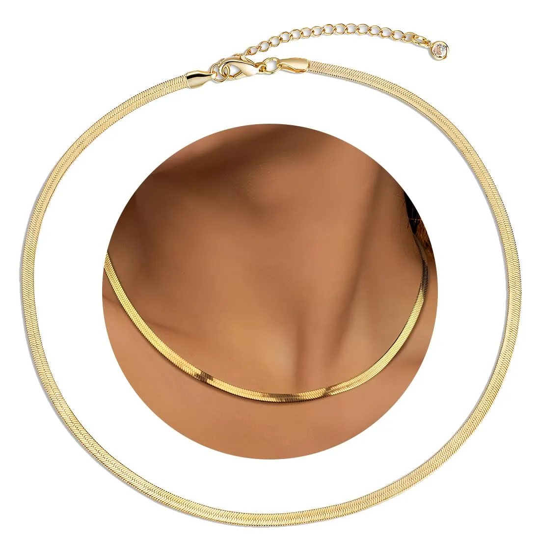 BDEPSTR Collana a Catena Serpente Placcata Oro 14K in Acciaio Inossidabile, a Strati Regolabile - immagine 1