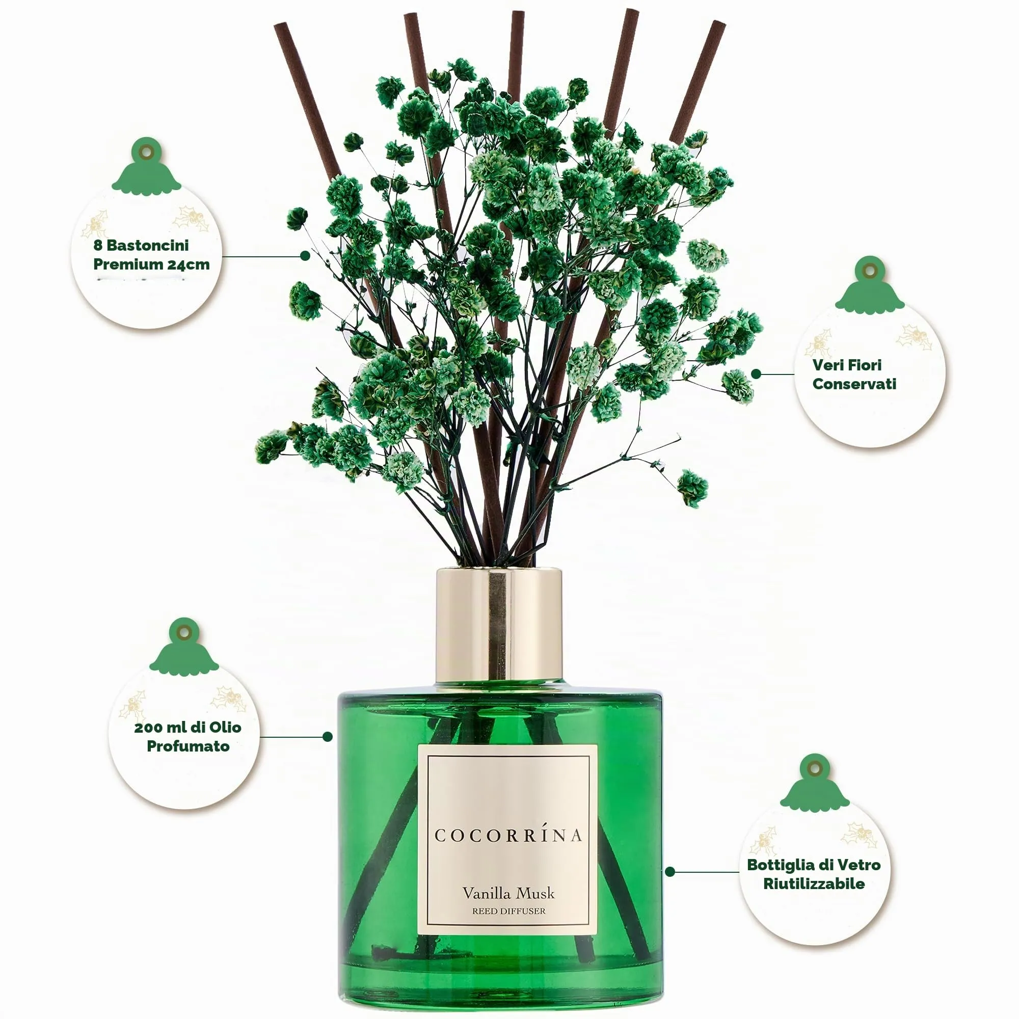COCORRÍNA Reed Diffuser - Vanilla Musk, 200ml - immagine 4