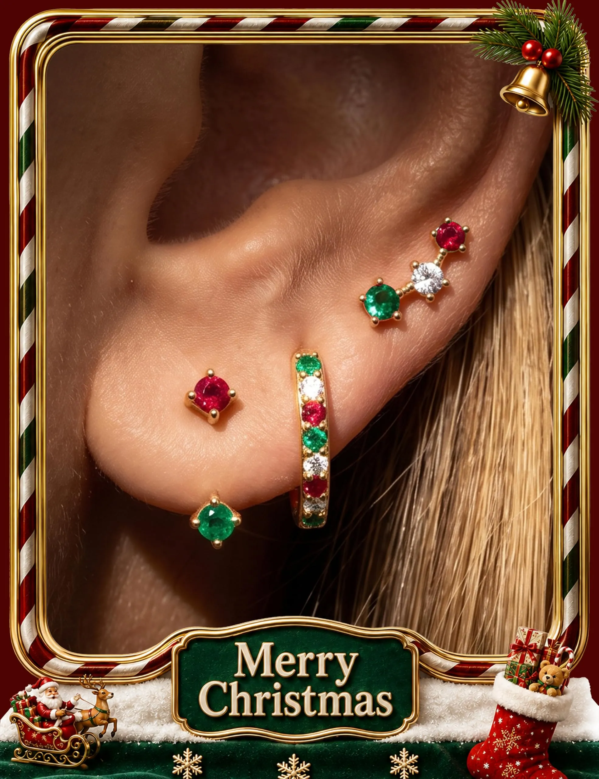 Morfetto Set di 3 Paia di Orecchini in Argento 925 Placcato Oro 14K, Orecchini a Bottone e Huggie Hoop, Oro11 - immagine 2