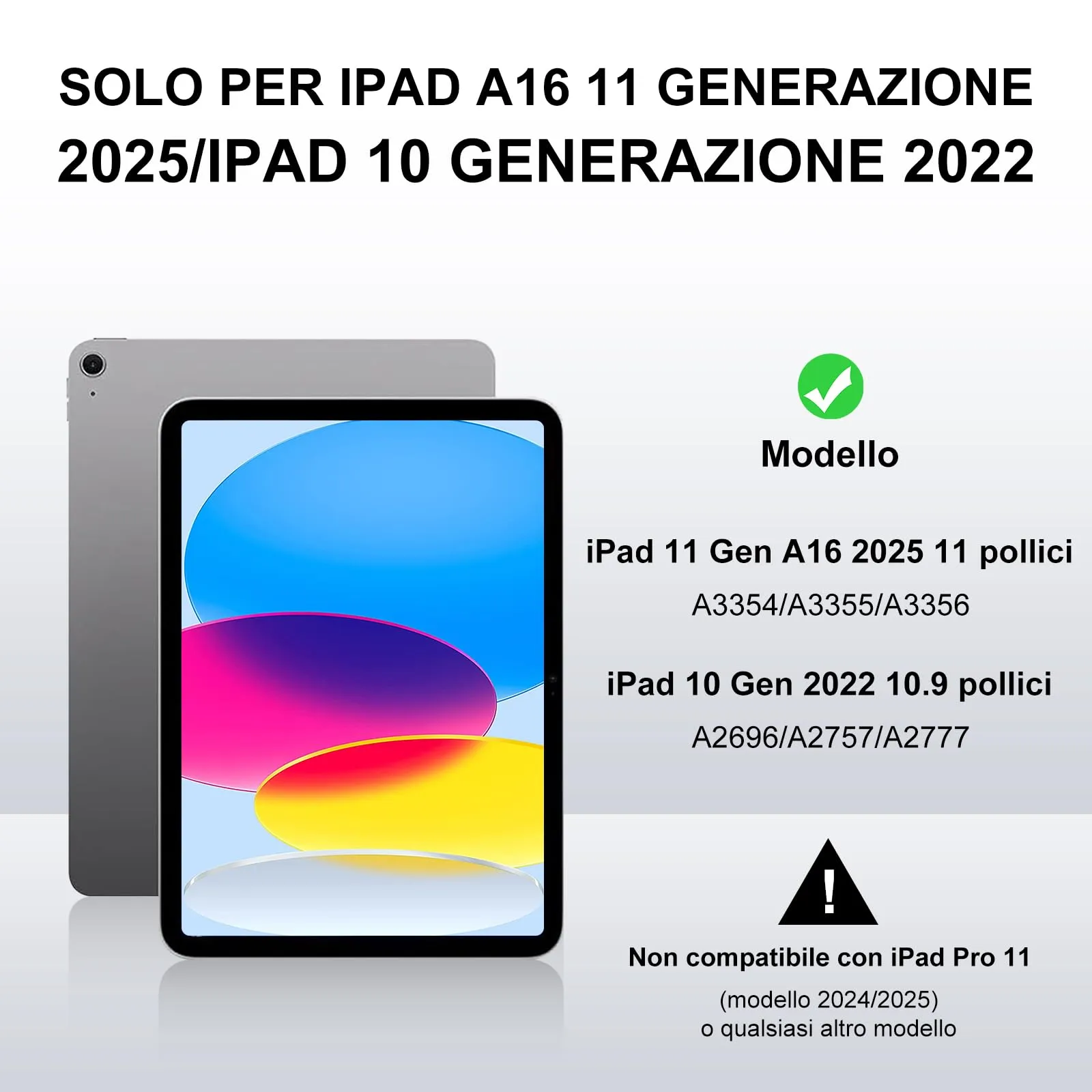 IVEOPPE Tastiera e Custodia per iPad 11 Generazione 11" (2025) e 10 Generazione 10.9" (2022) A16 - immagine 2