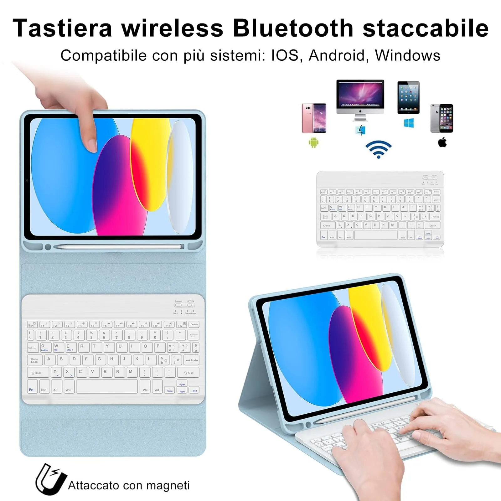 IVEOPPE Tastiera e Custodia per iPad 11 Generazione 11" (2025) e 10 Generazione 10.9" (2022) A16 - immagine 3