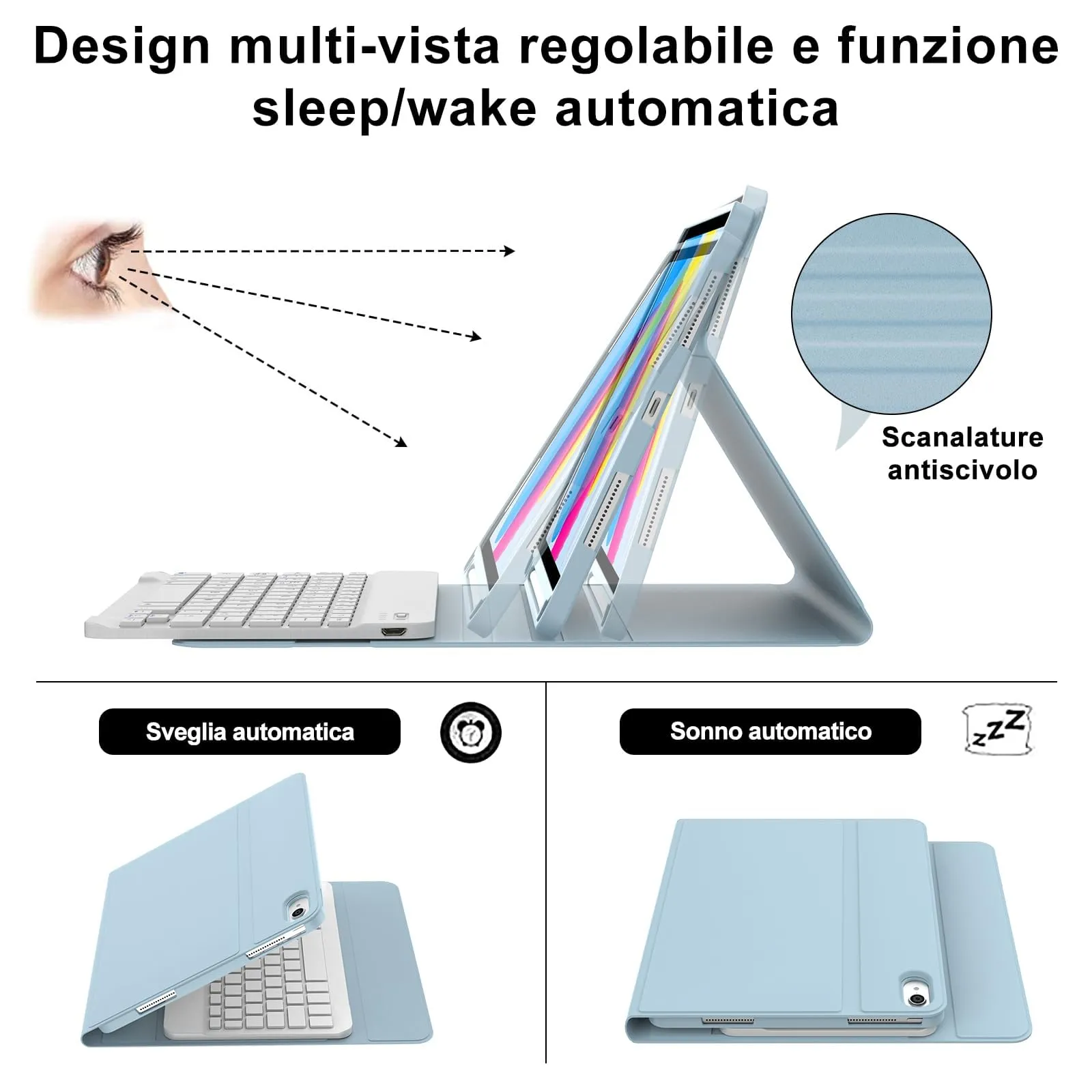 IVEOPPE Tastiera e Custodia per iPad 11 Generazione 11" (2025) e 10 Generazione 10.9" (2022) A16 - immagine 5