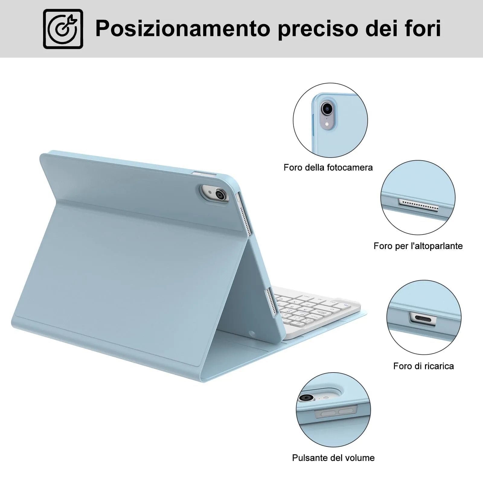 IVEOPPE Tastiera e Custodia per iPad 11 Generazione 11" (2025) e 10 Generazione 10.9" (2022) A16 - immagine 7